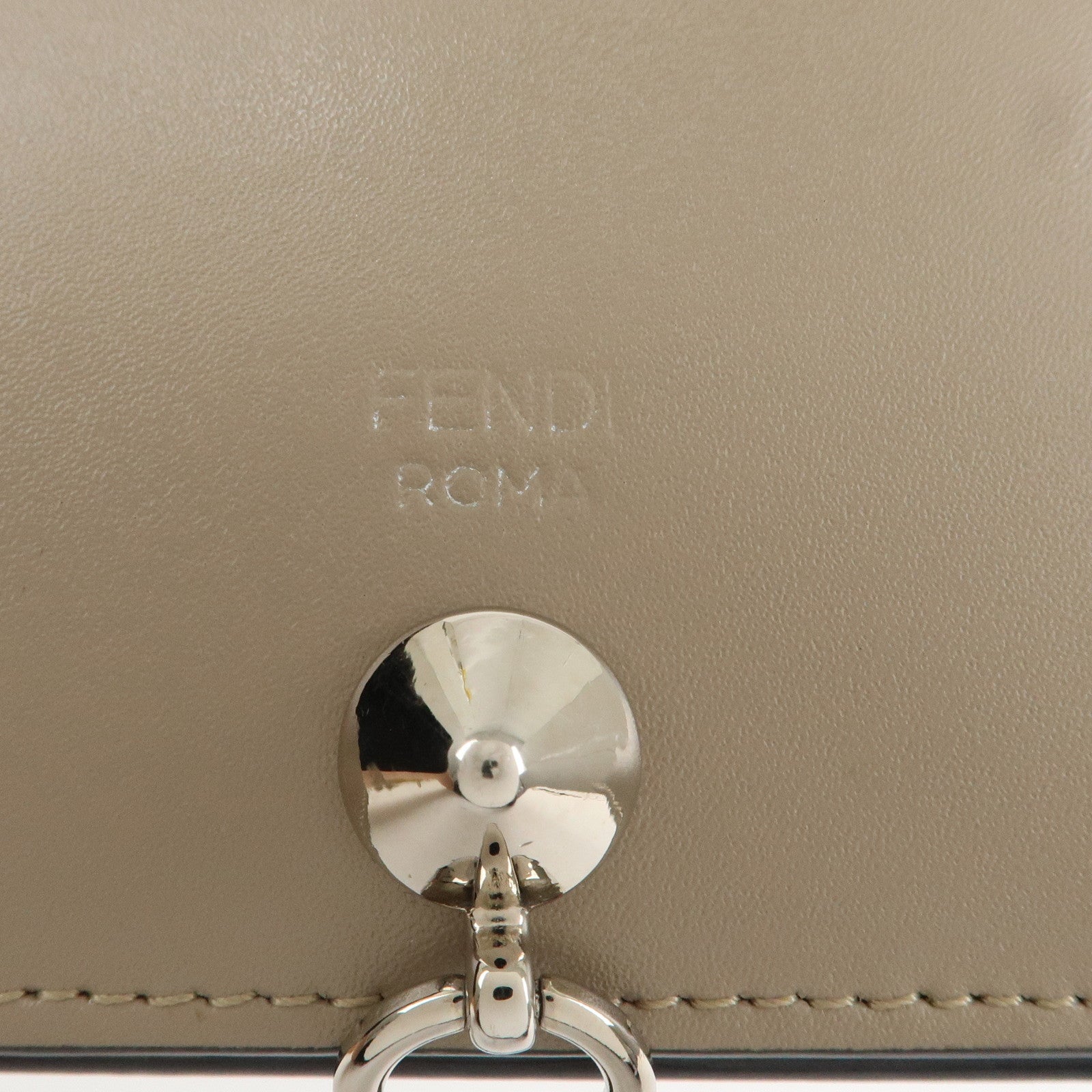 FENDI Leather Bi-fold Compact Wallet Brown 8M0387