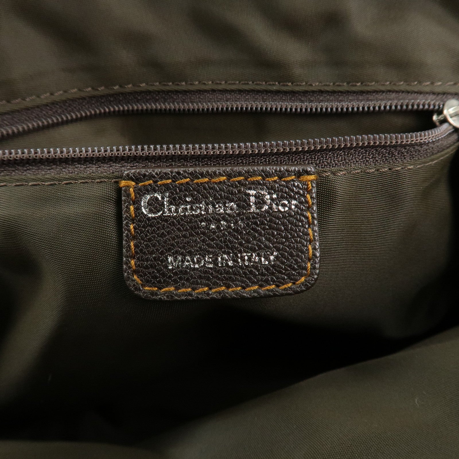 Christian Dior Trotter Canvas Leather Hand Bag Beige Brown
