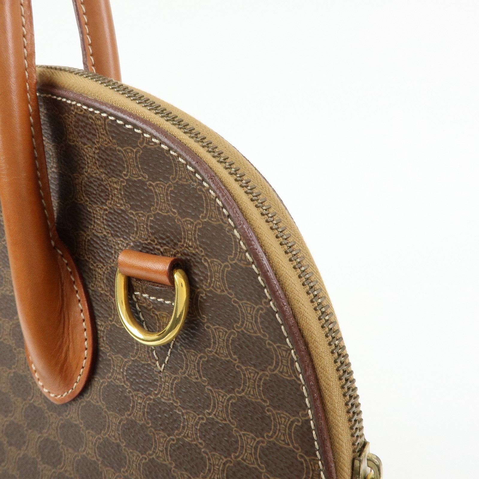 CELINE Macadam PVC Leather 2Way Bag Hand Bag Brown