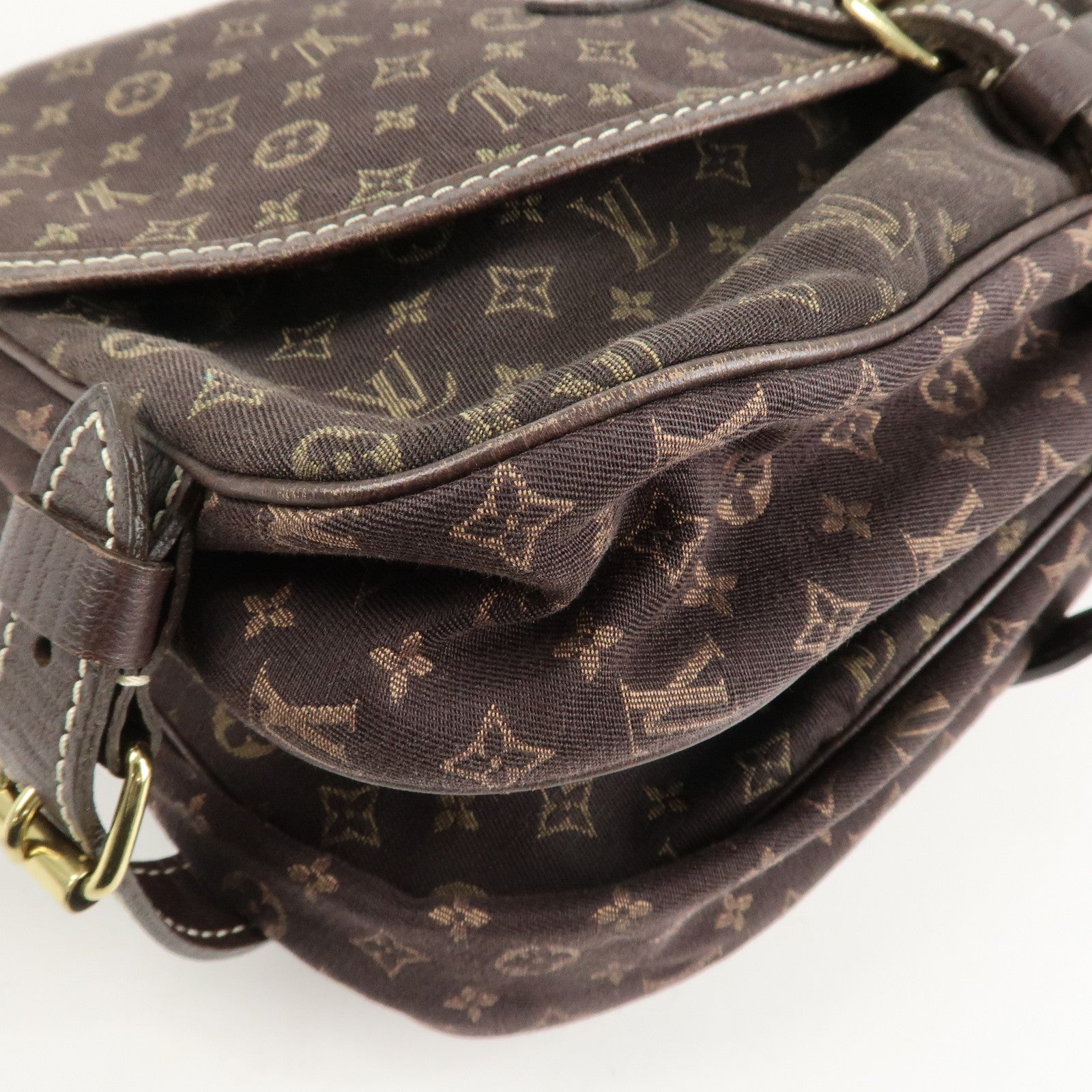 Louis Vuitton Monogram Mini Lin Saumur 30 Ebene Brown M95227 Used