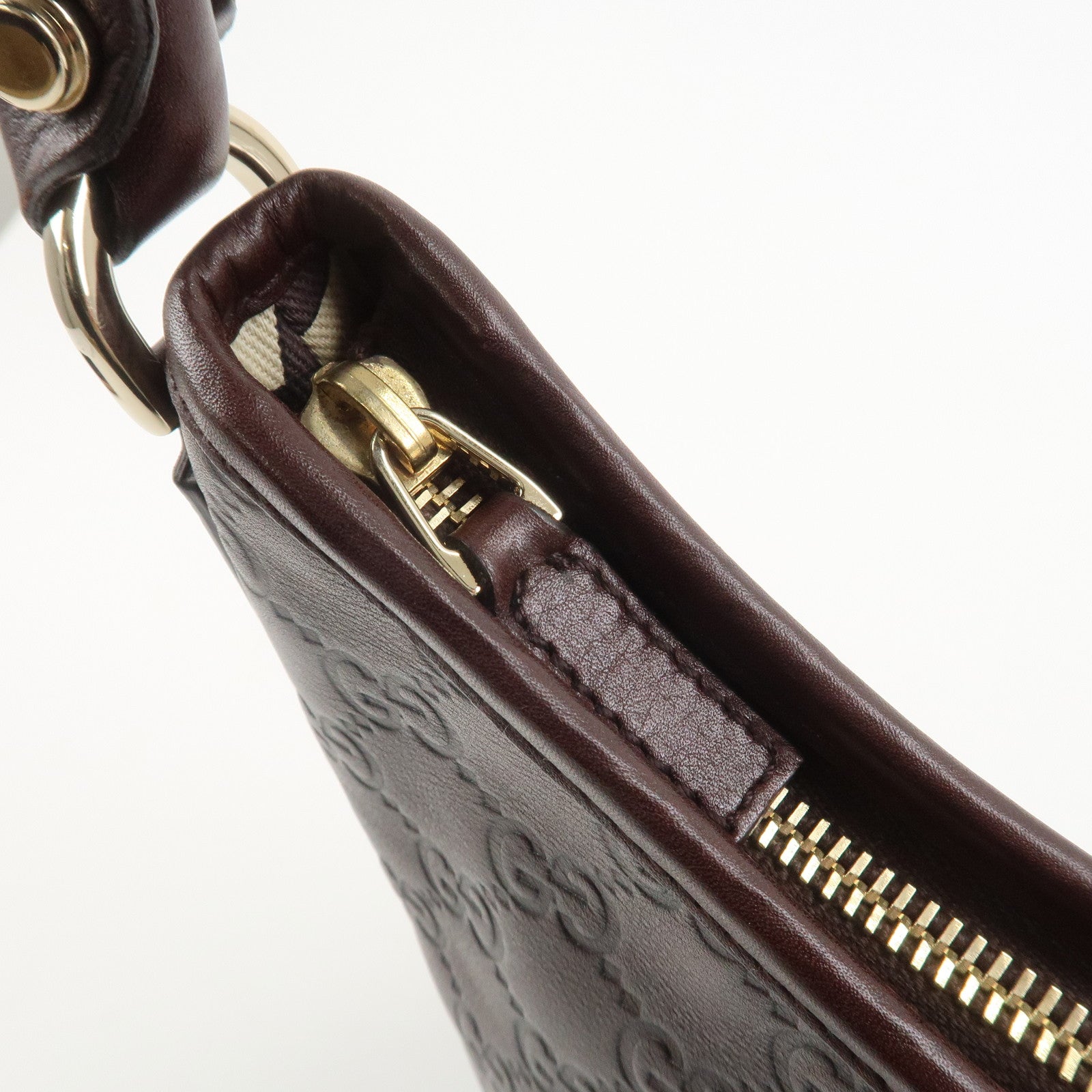 GUCCI Abbey Guccissima Leather Shoulder Bag Dark Brown 130738
