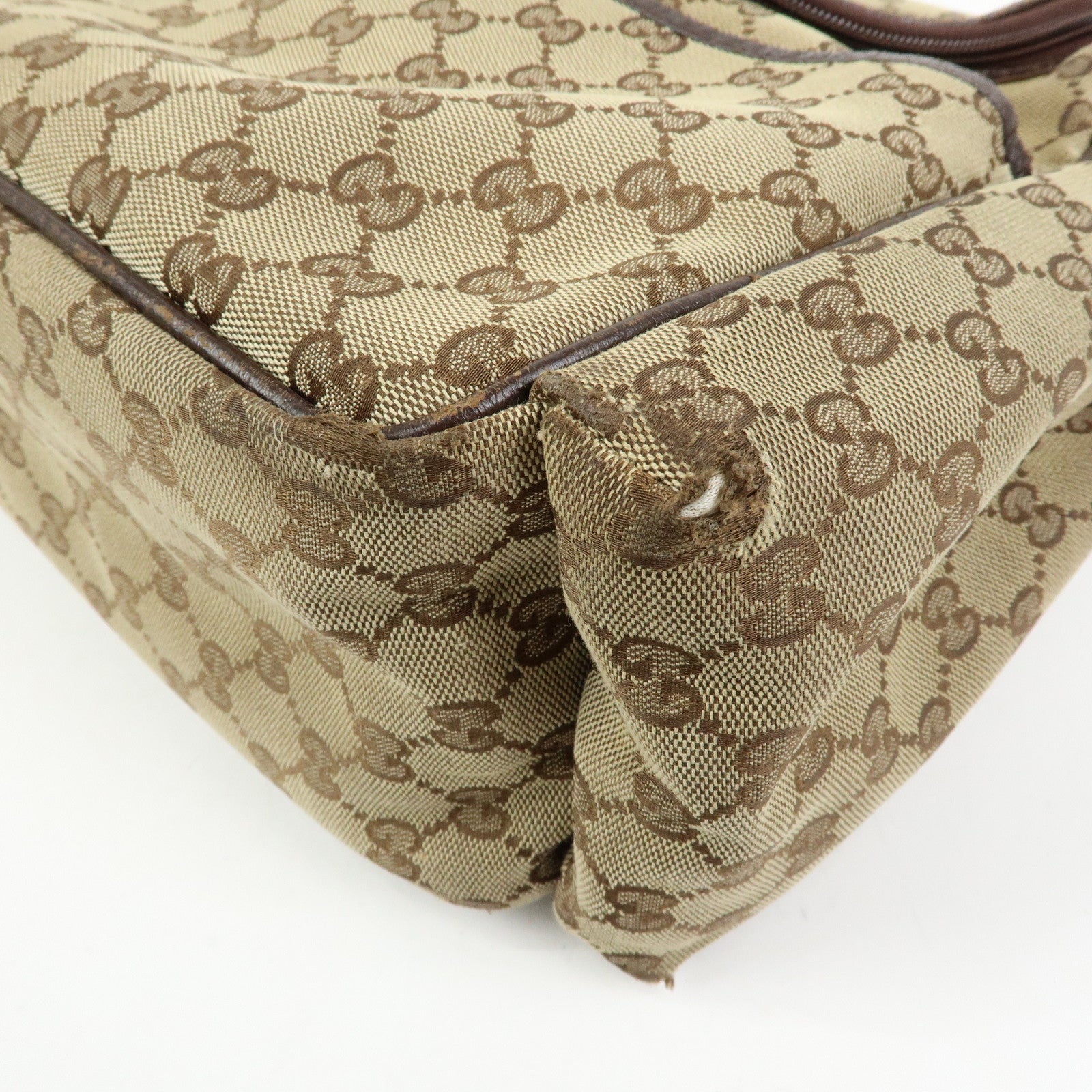 GUCCI GG Canvas Leather Shoulder Crossbody Bag Beige Brown 123326