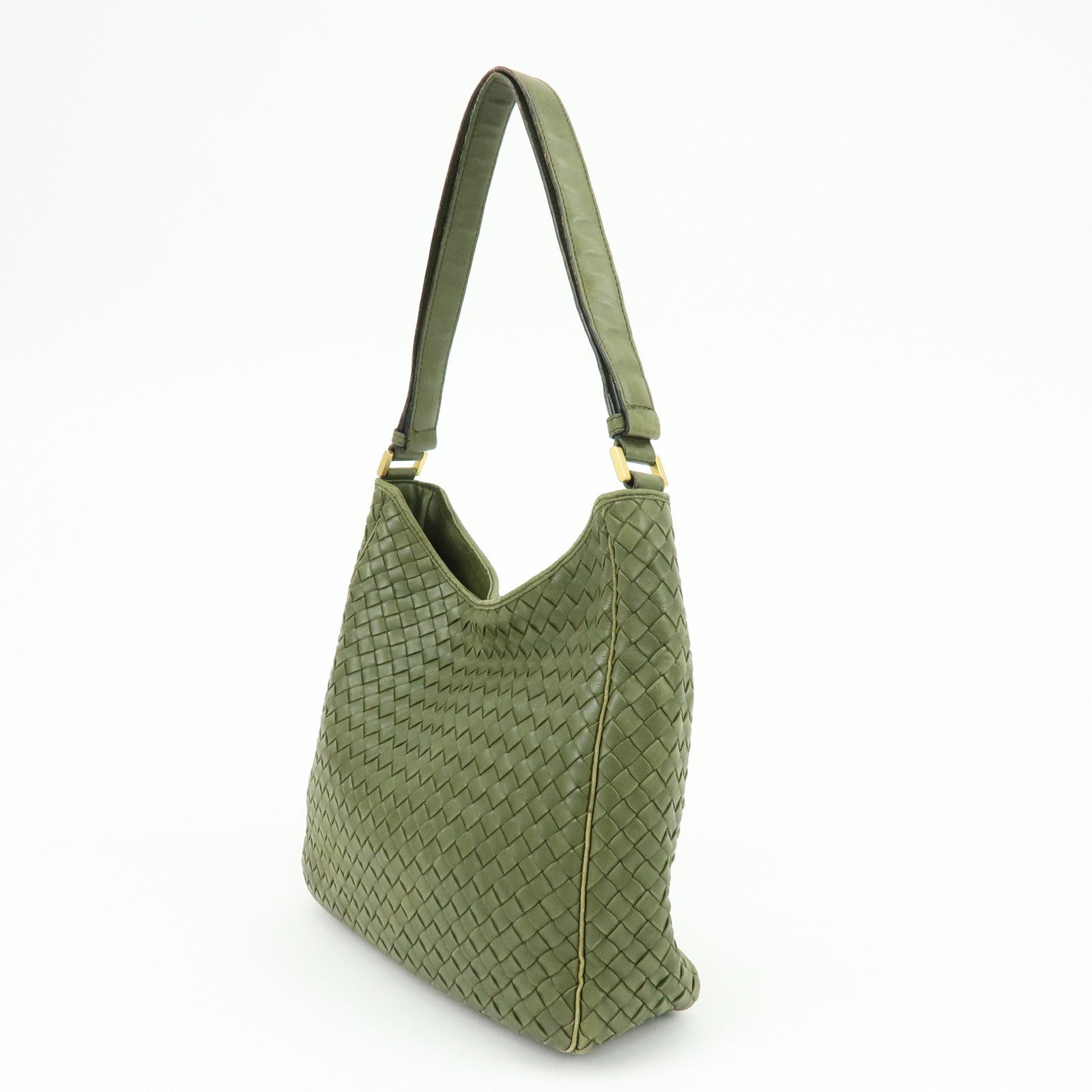 BOTTEGA VENETA Intrecciato Leather Shoulder Bag Crossbody Bag Green
