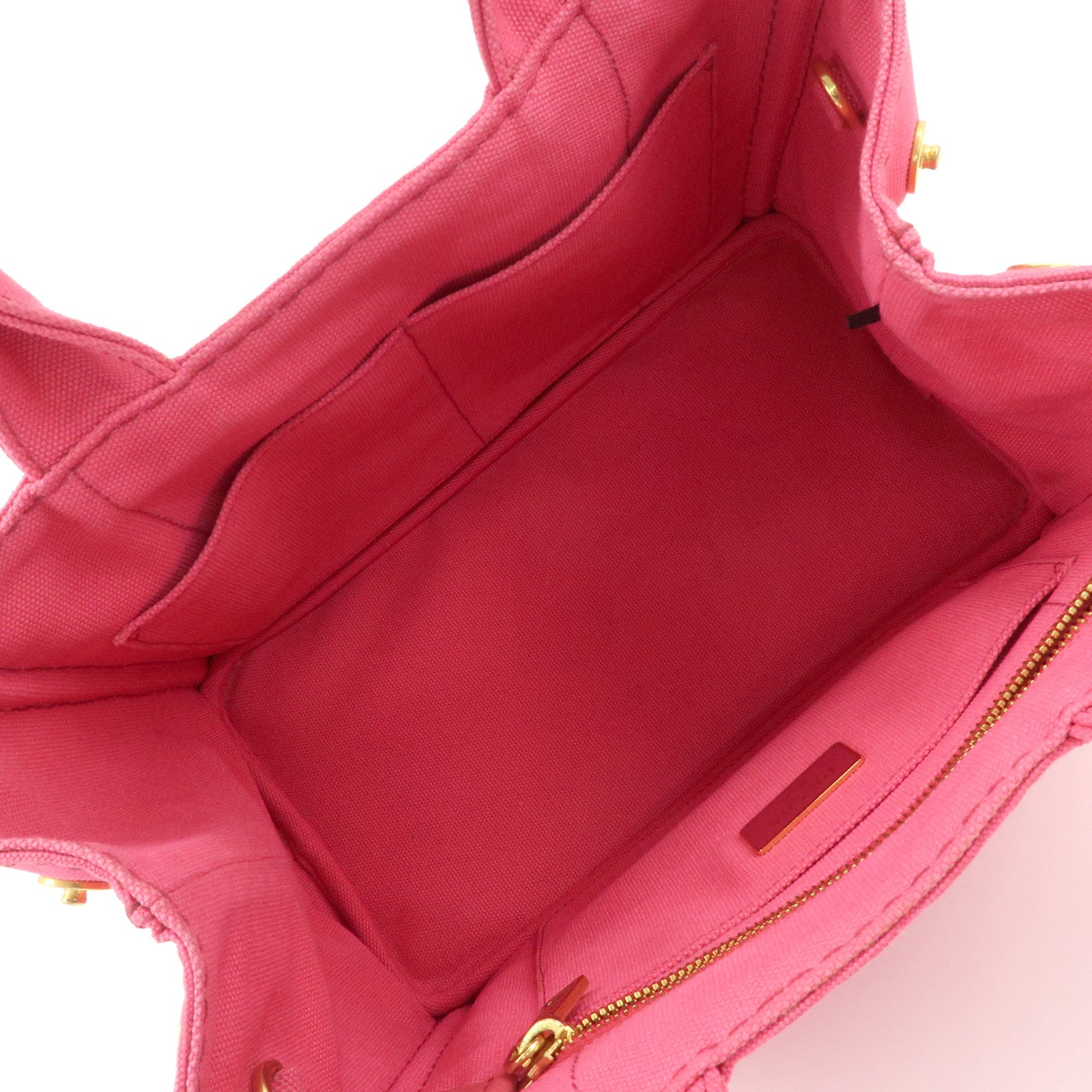 PRADA Logo Canapa Mini Canvas 2Way Tote Bag Pink 1BG439 Used