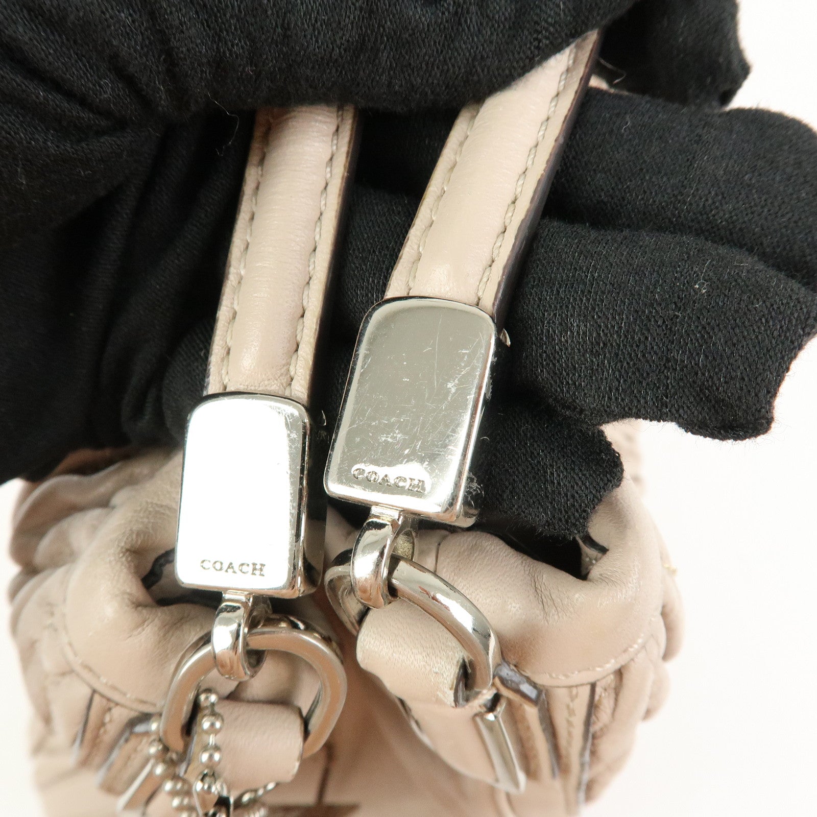 COACH Madison Leather Shoulder Bag Hand Bag Pink Beige