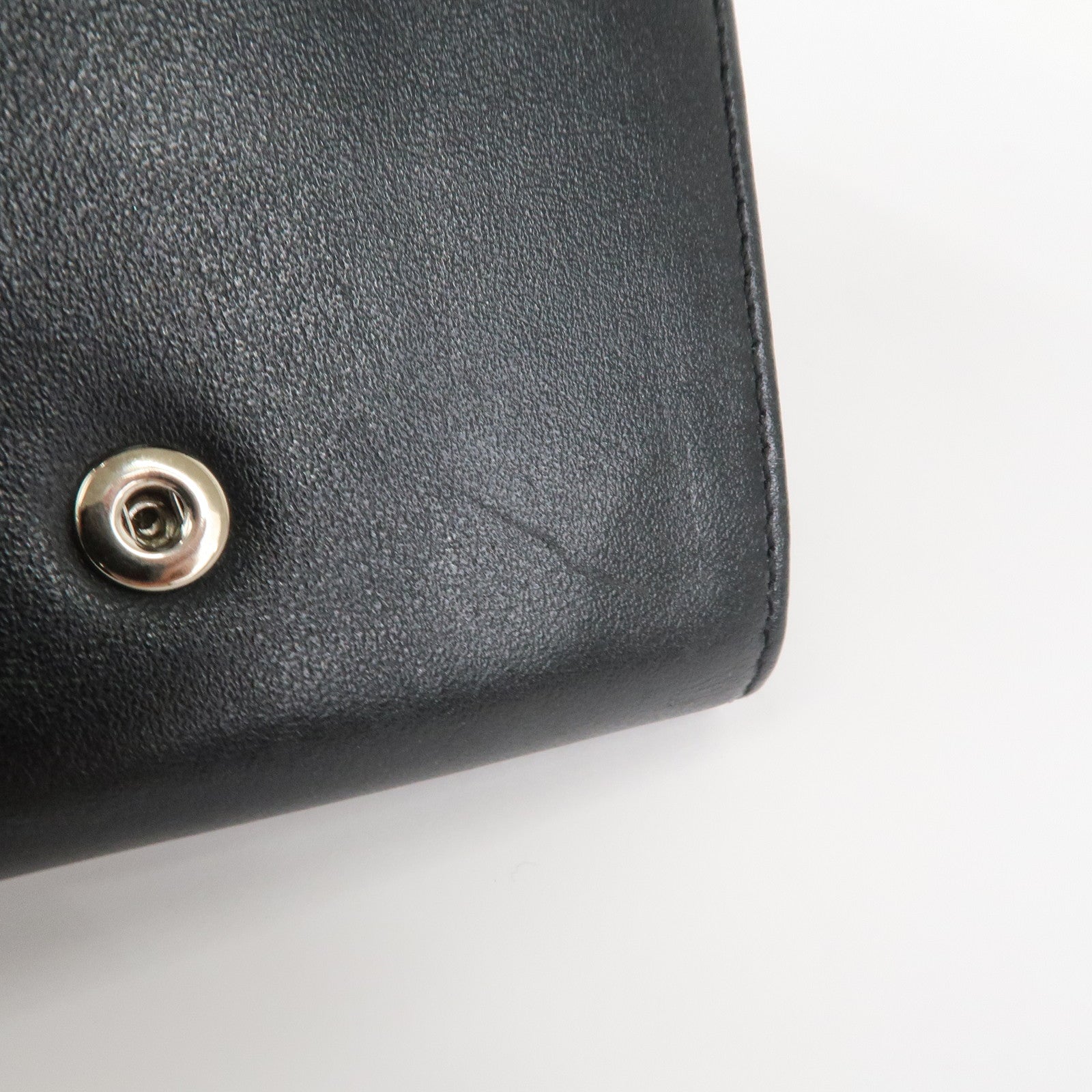 JIMMY CHOO Studs Leather Tri-Fold Compact Wallet Black