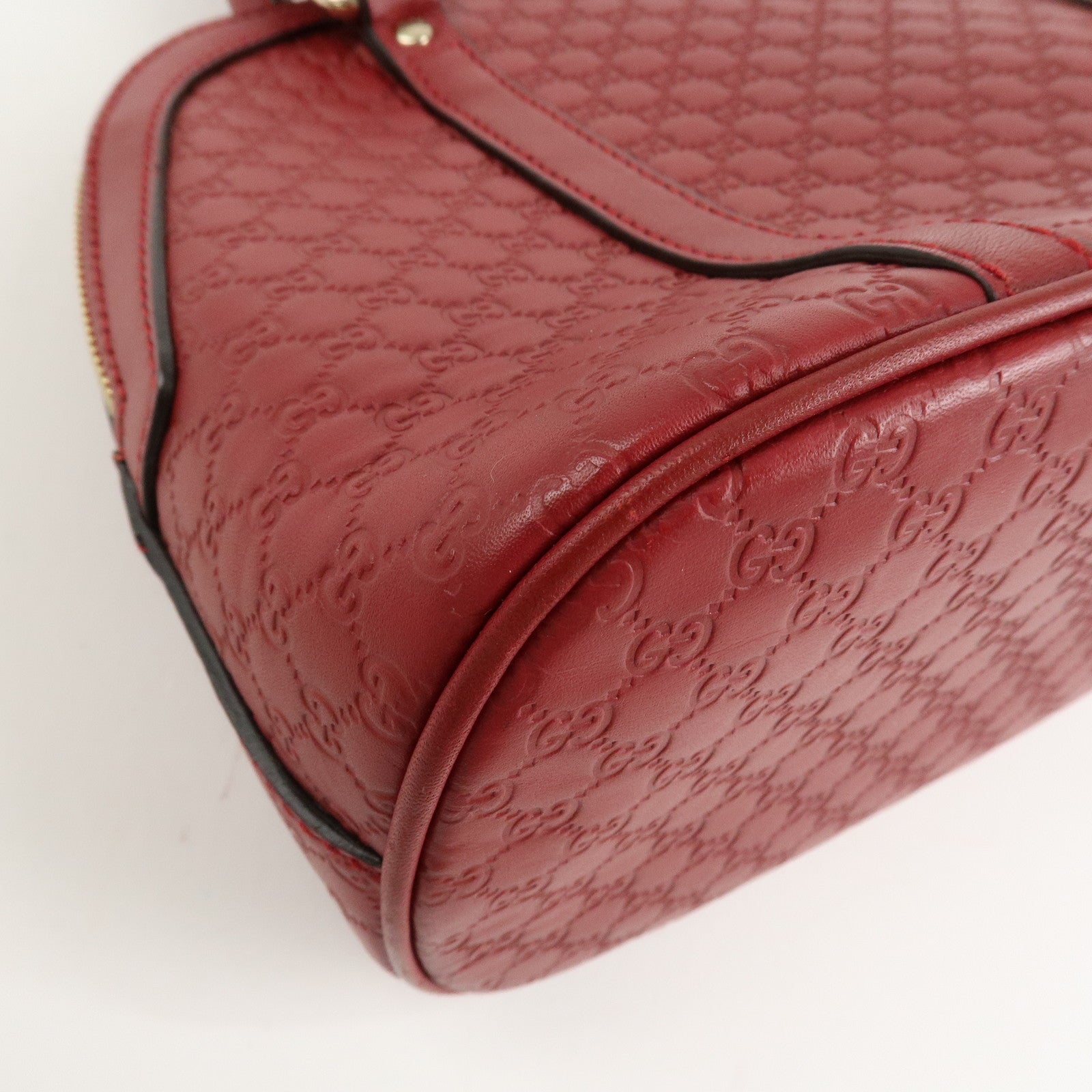 GUCCI Micro Guccissima 2Way Hand Shoulder Bag Castilian Red 449654 Used