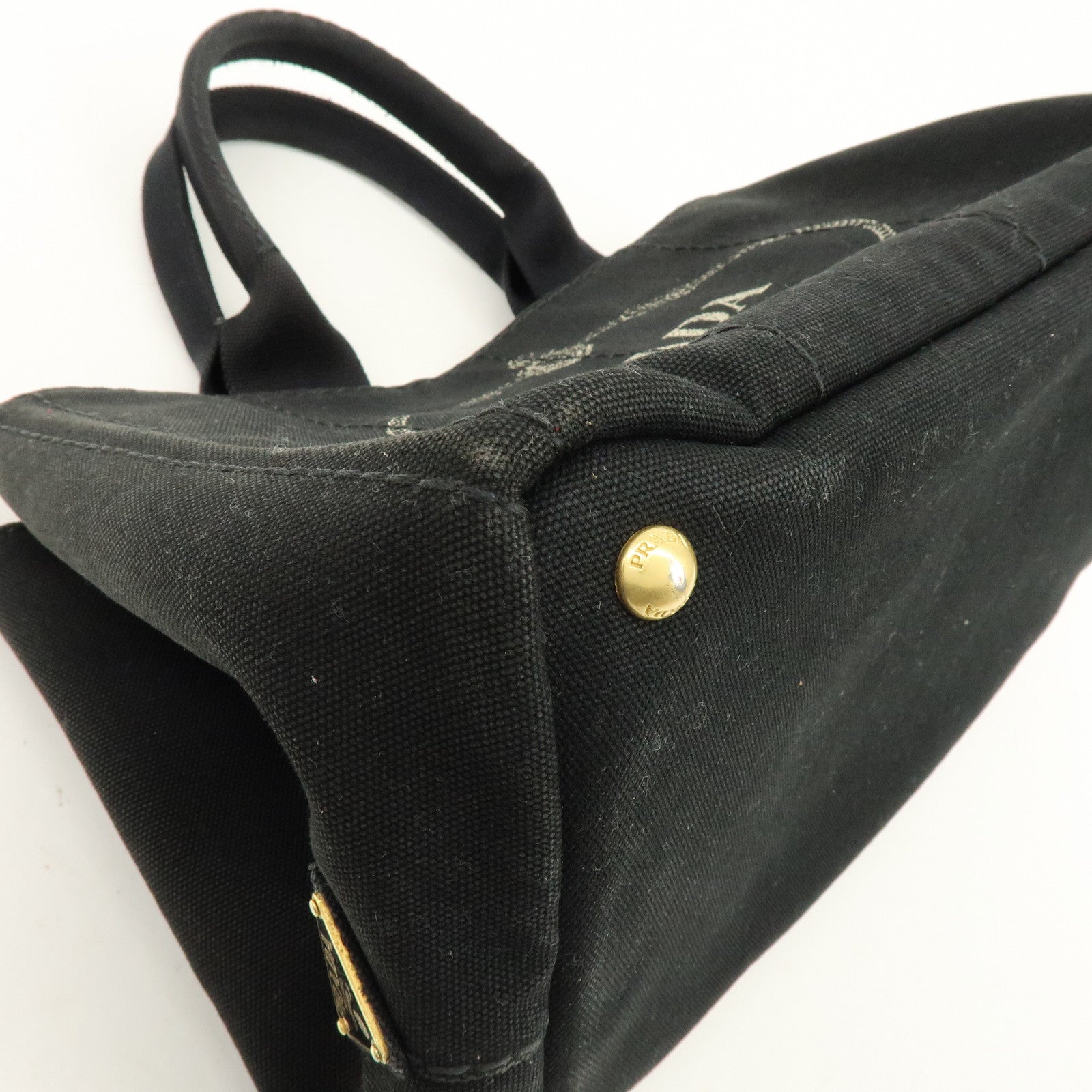 PRADA Canapa Canvas Tote Bag Hand 2Way Bag Black BN1877