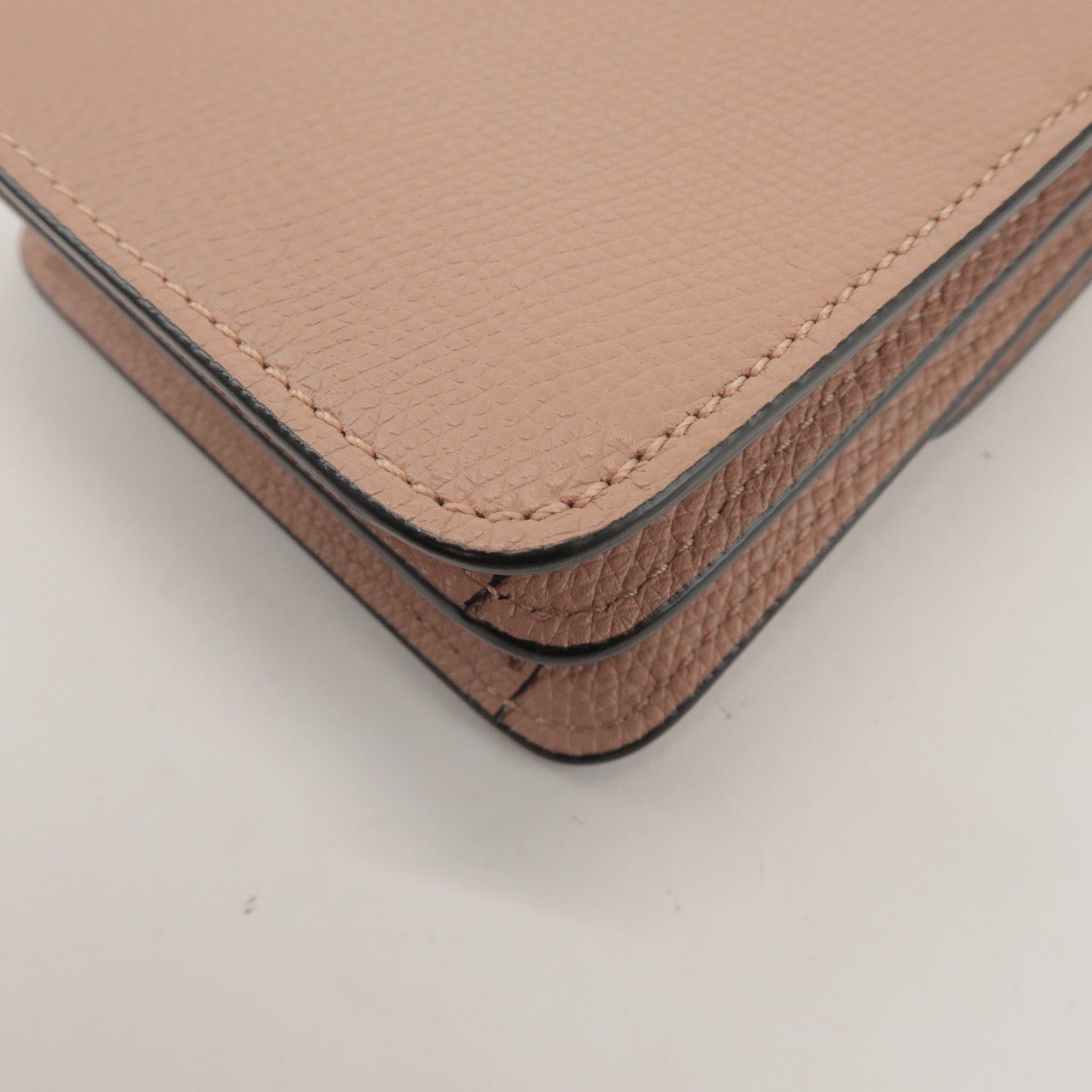 VALENTINO V Sling Leather Shoulder Bag Crossbody Bag Pink Beige