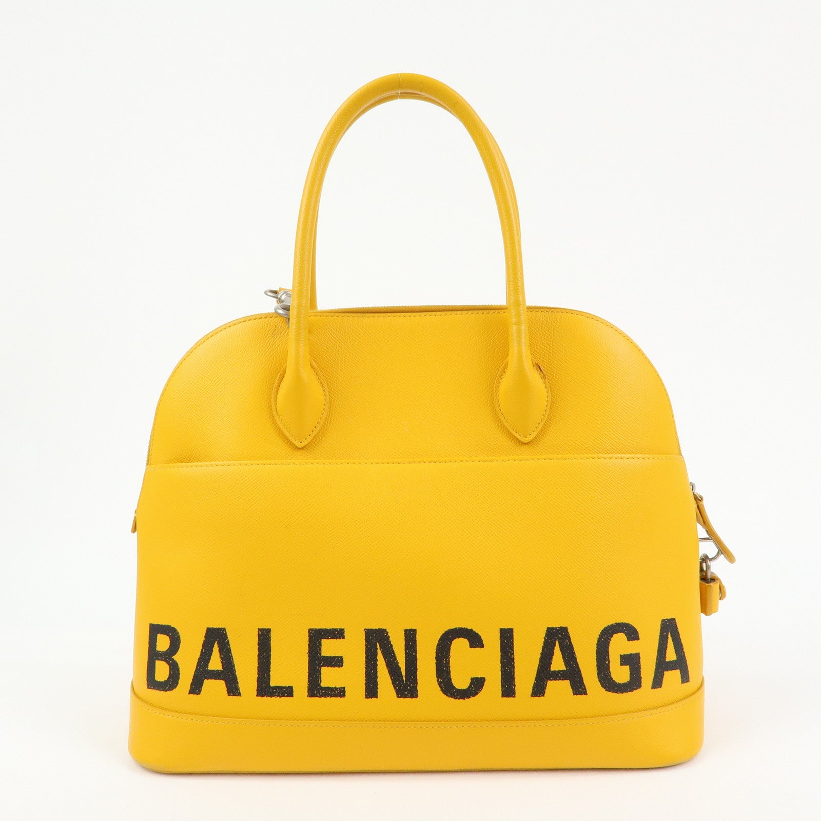 BALENCIAGA Ville Top Handle Leather 2Way Bag Hand Bag Yellow
