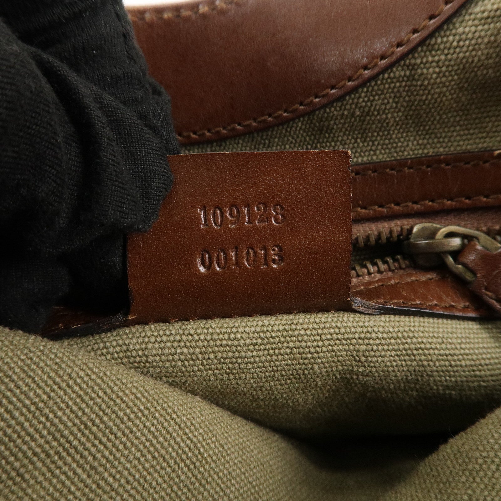 GUCCI Bamboo Canvas Leather Shoulder Bag Hand Bag Brown 109128