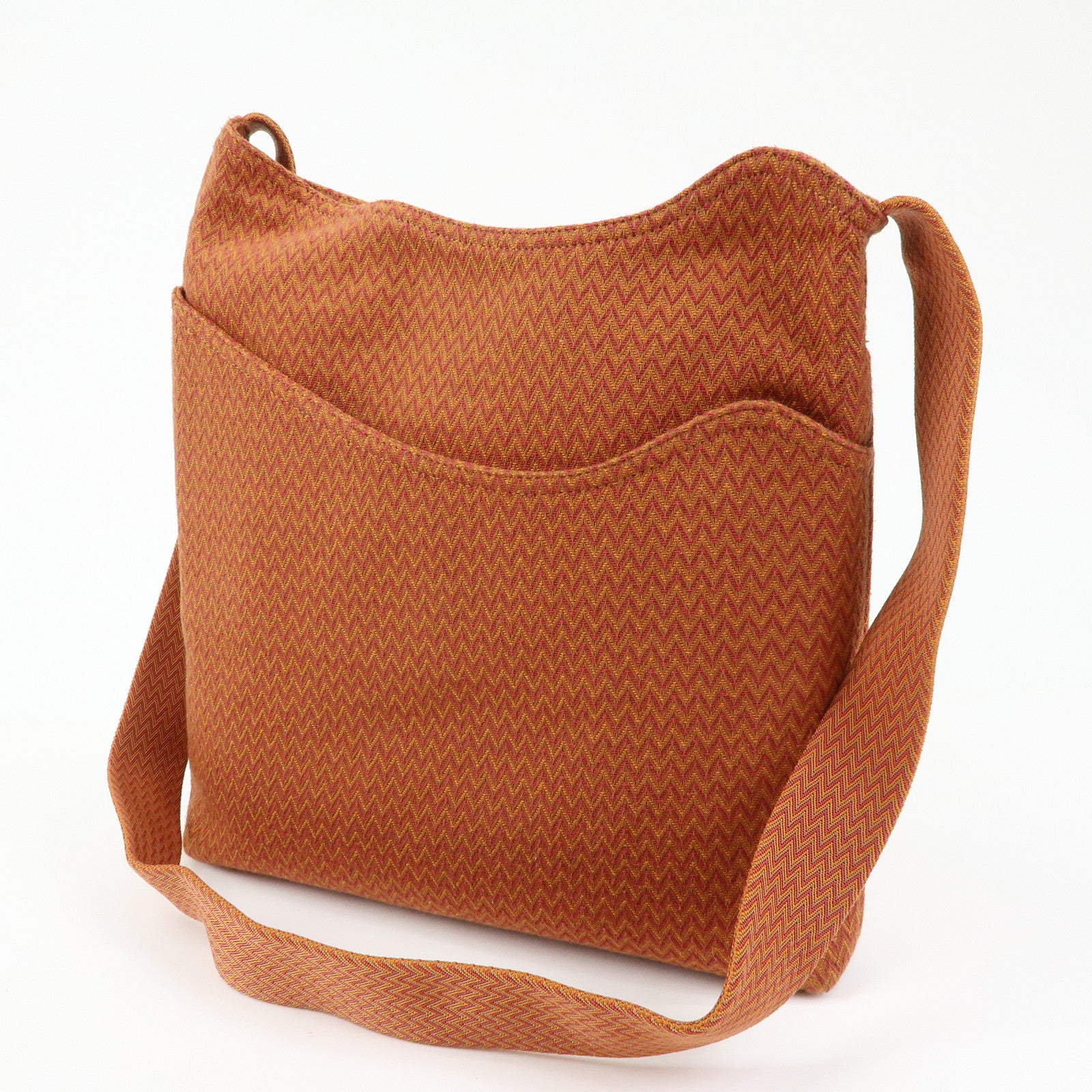 HERMES Sac de Pansage Canvas Shoulder Bag Crossbody Bag Orange