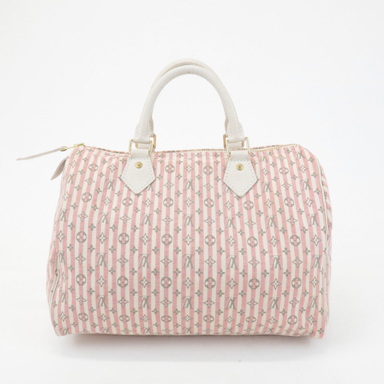 Louis Vuitton Monogram Mini Lin Speedy 30 Boston Bag Rouge M95501 Used