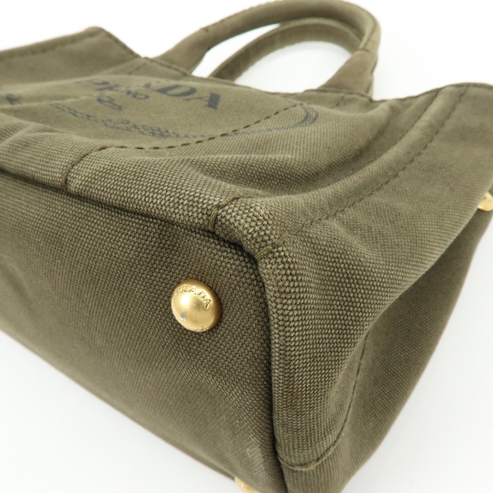 PRADA Triangle Log Canapa Mini 2Way Hand Shoulder Bag Khaki B2439G