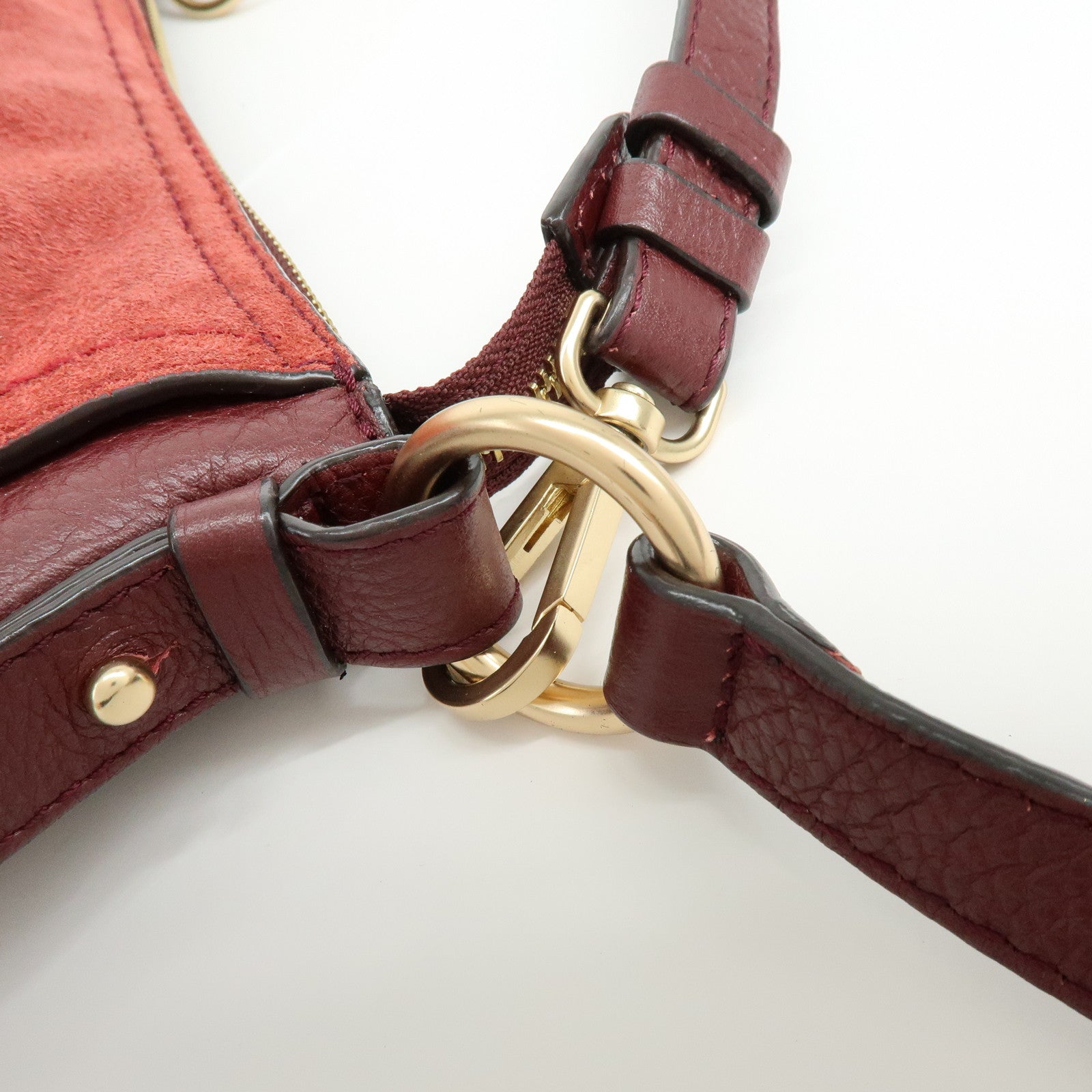 Chloe See By Chloe Joan Suede Leather 2Way Shoulder Bag Bordeaux