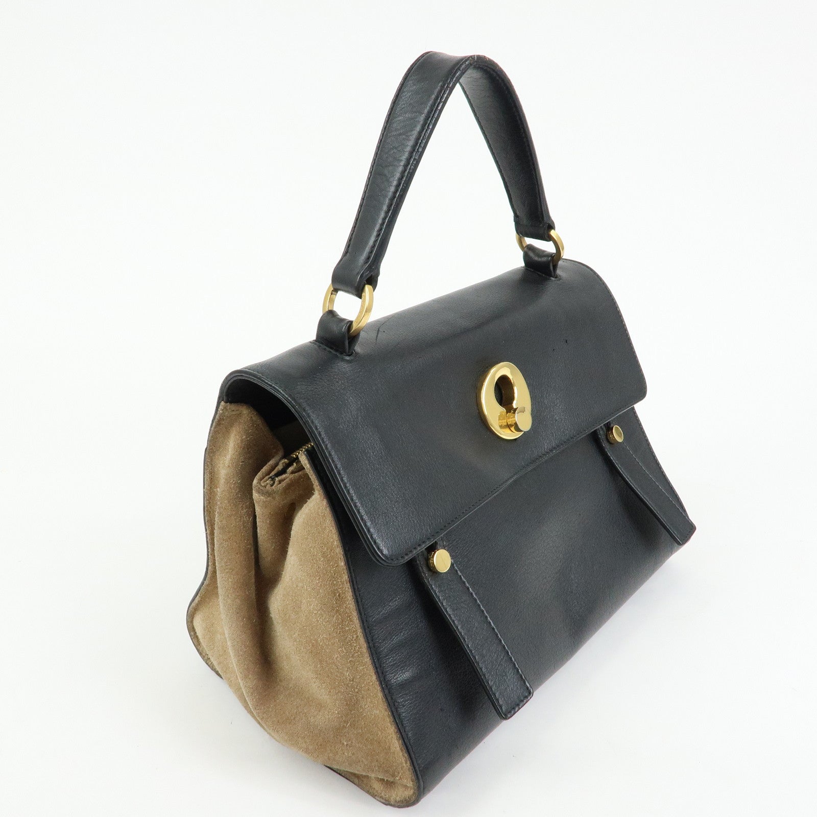 SAINT LAURENT PARIS Muse Two Canvas Leather 2Way Bag Black 313499