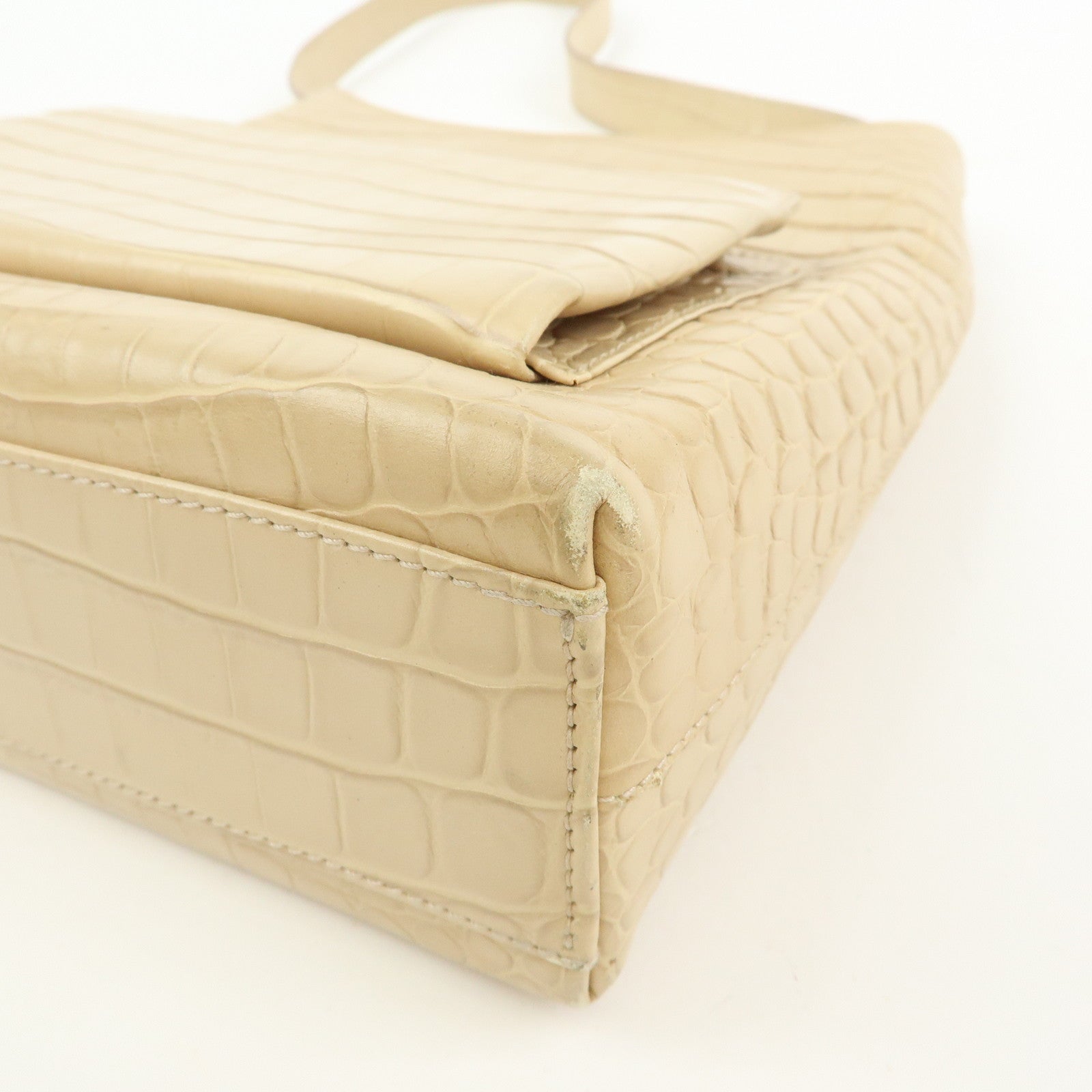 Ferragamo Gancini Embossed Leather Shoulder Bag Beige