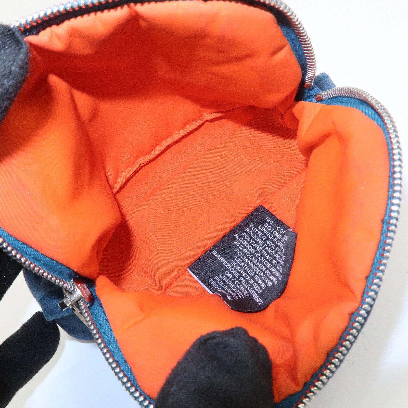 HERMES Canvas Leather Bolide Mini Mini 16 Pouch Cosmetic Pouch Navy