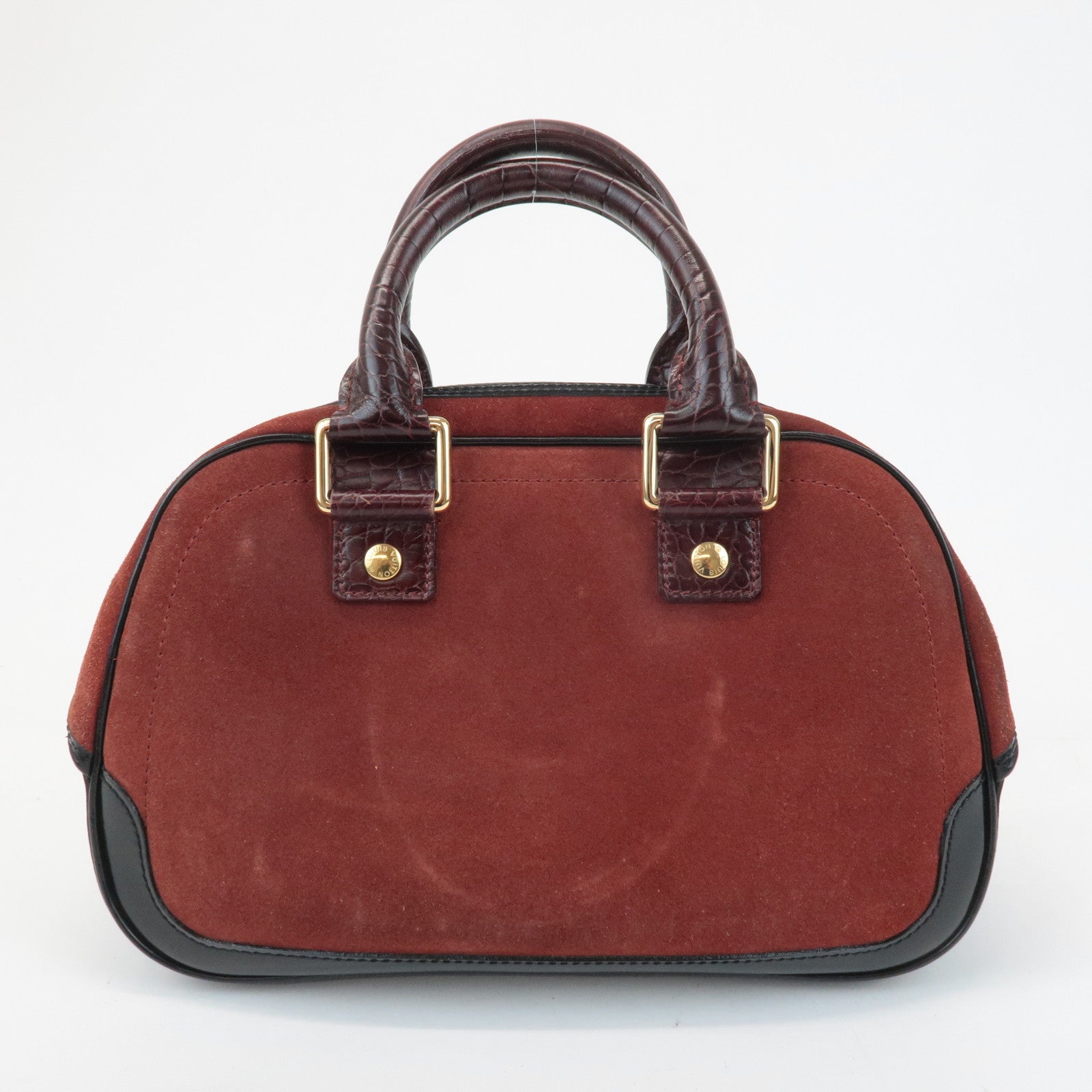 Louis Vuitton Cruise Line Suede Stamp Bag PM Bowling Bag Brown M95238 Used