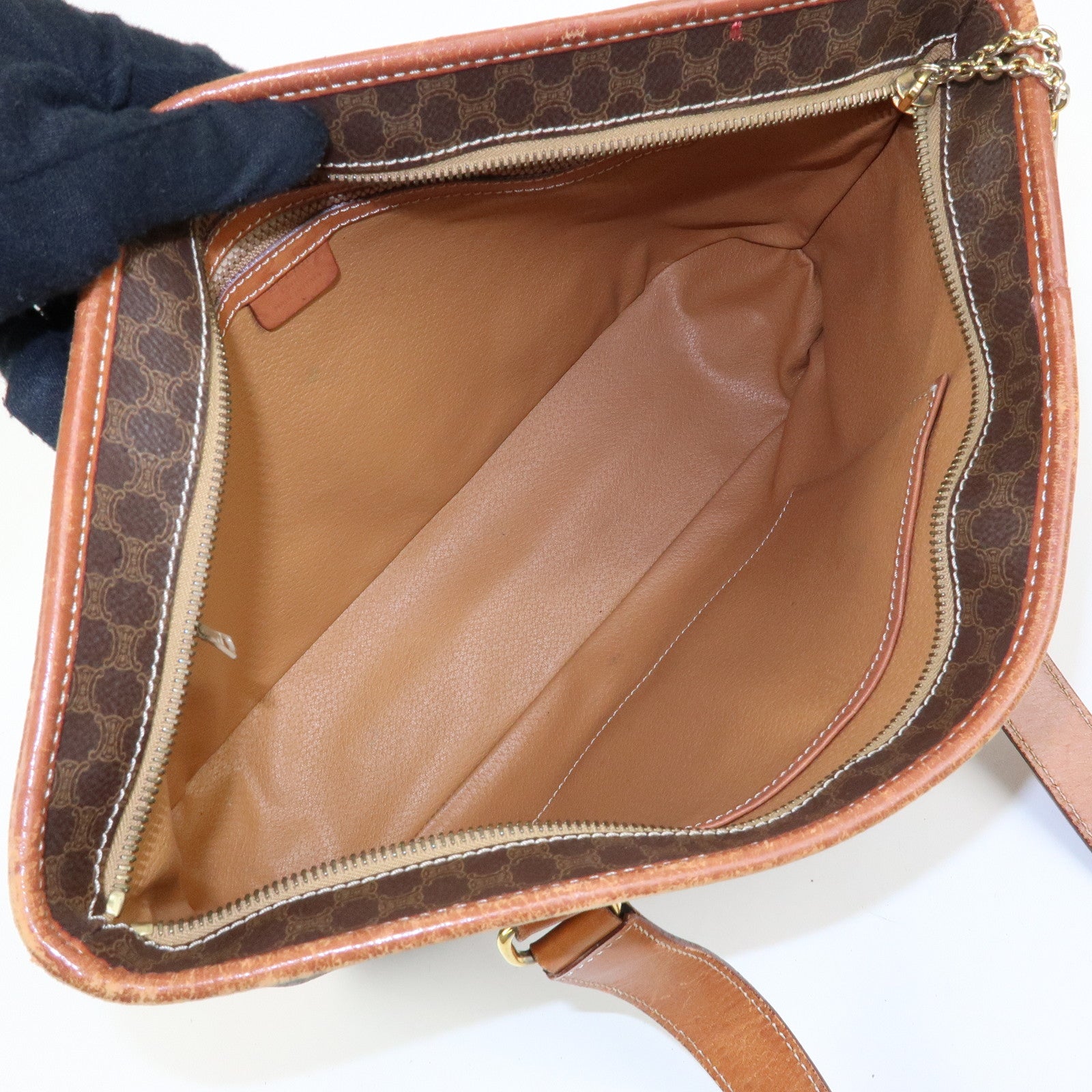 CELINE Macadam PVC Leather Tote Bag Shoulder Bag Brown