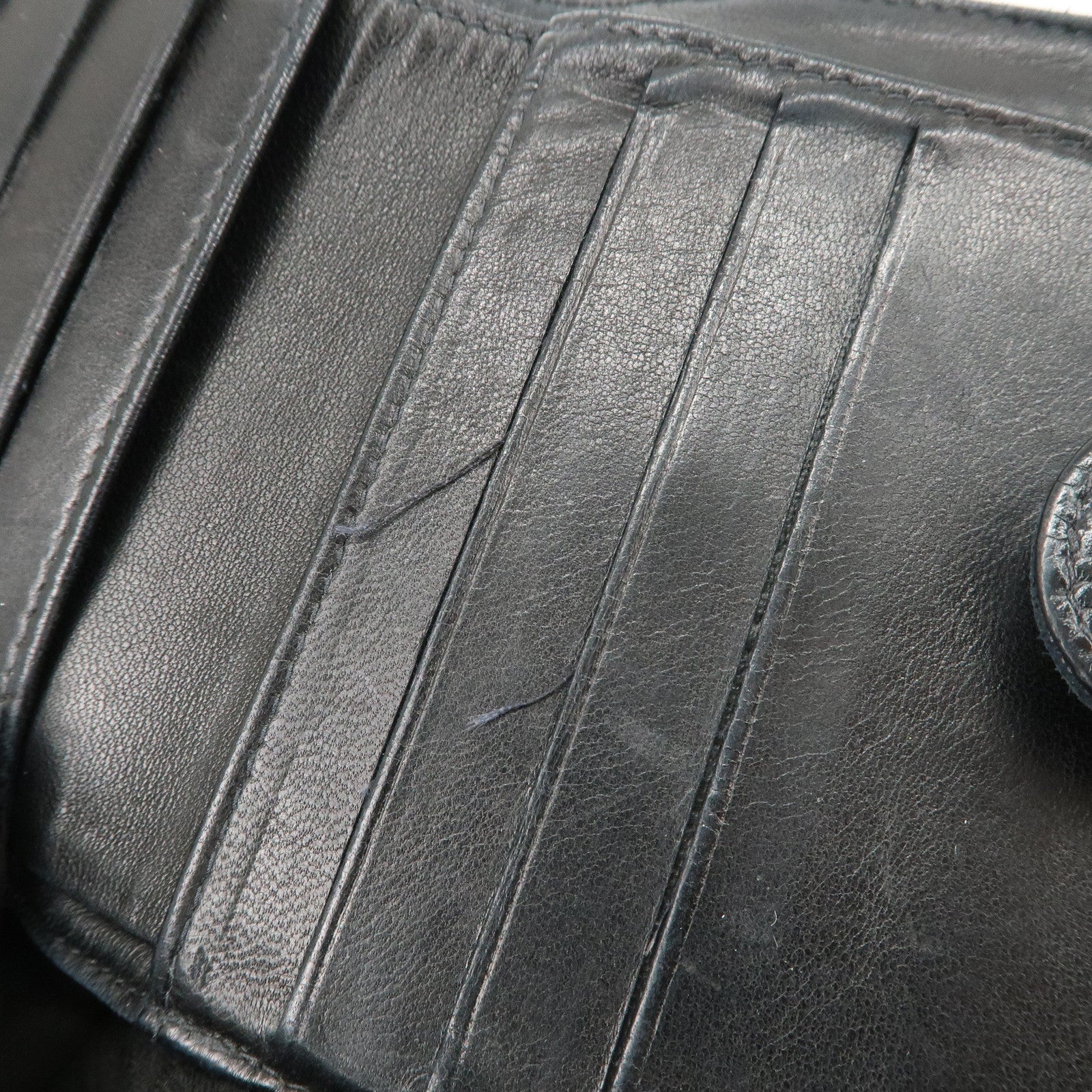 CHANEL COCO Mark Caviarskin Double Hook Wallet Black A13496