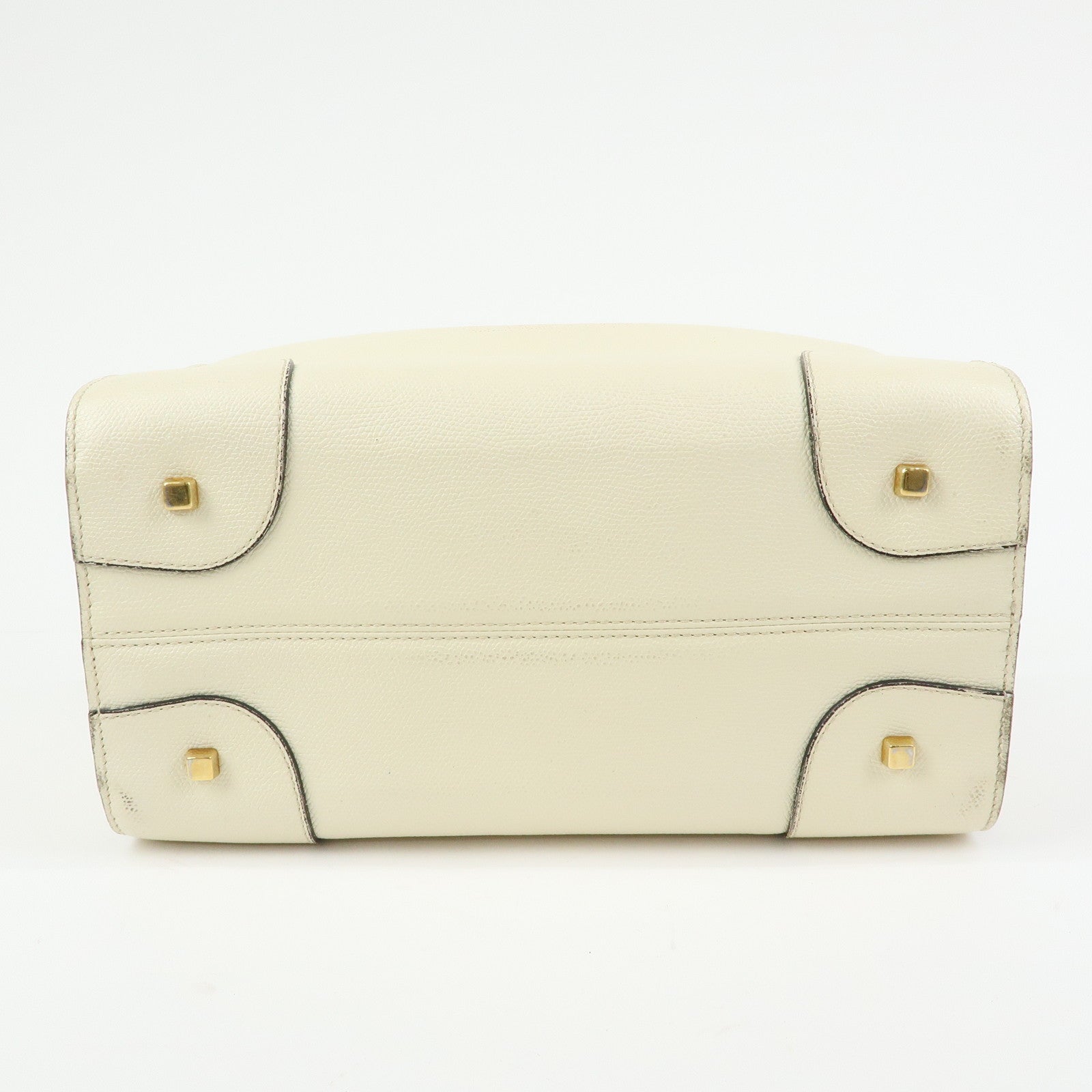 Valextra Babila Medium Leather Hand Bag Boston Bag White