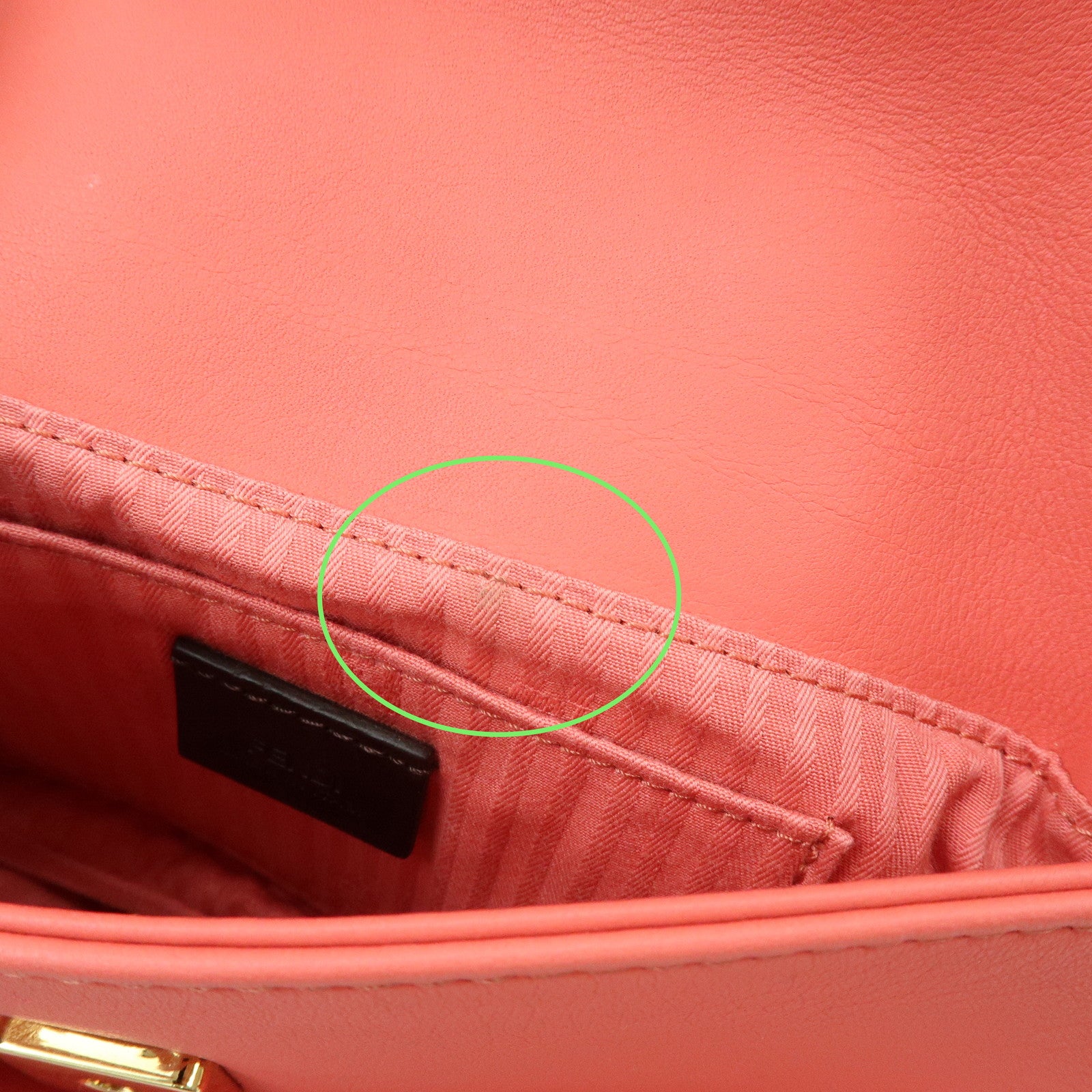 FENDI Leather Chain Shoulder Bag Purse Crossbody Bag Pink 8M0276