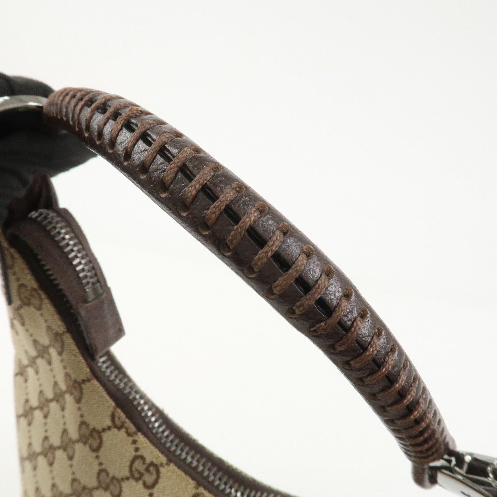 GUCCI GG Monogram Canvas Leather Shoulder Bag Beige Brown 115003