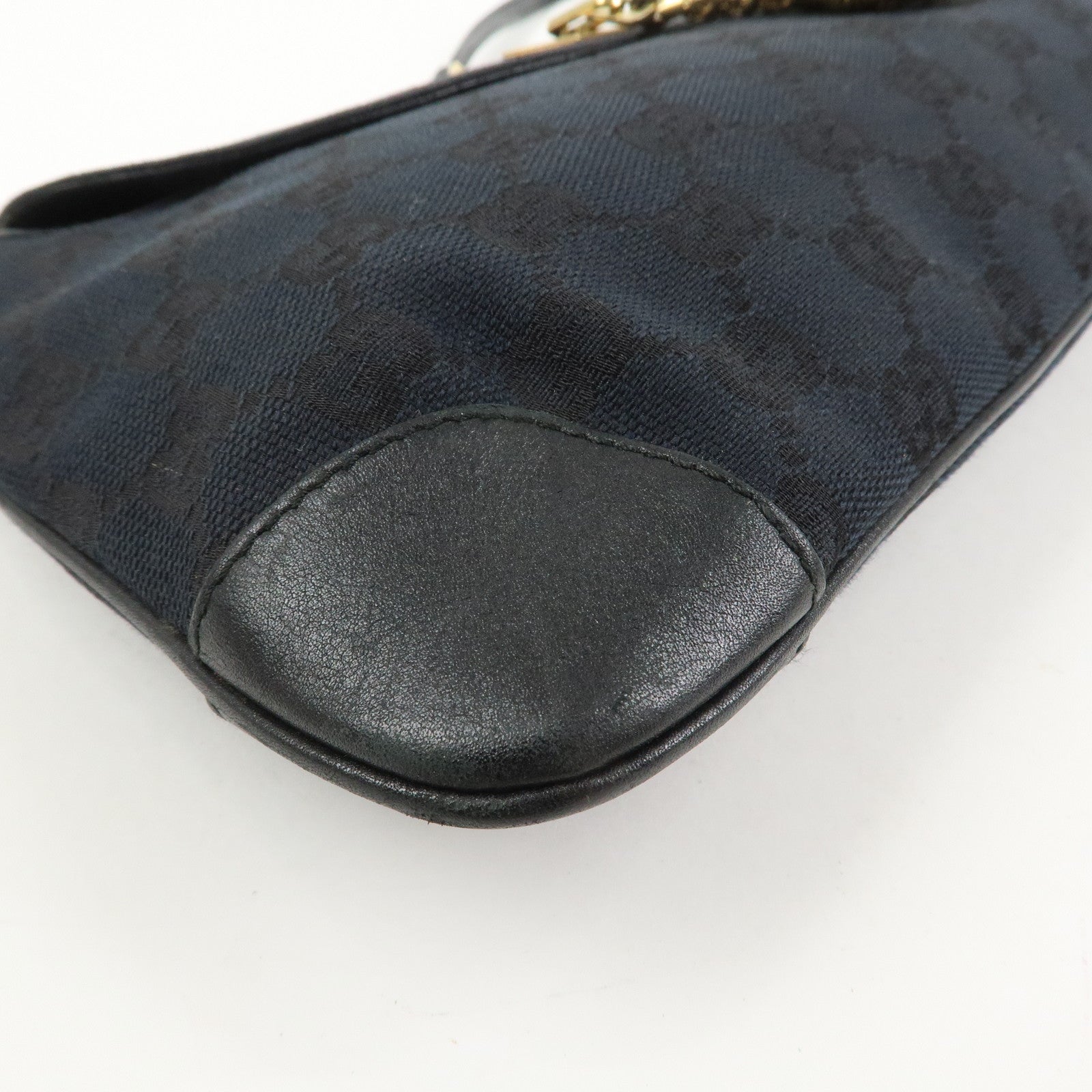 GUCCI Tiger Head GG Canvas Leather Chain Shoulder Bag 001.4113