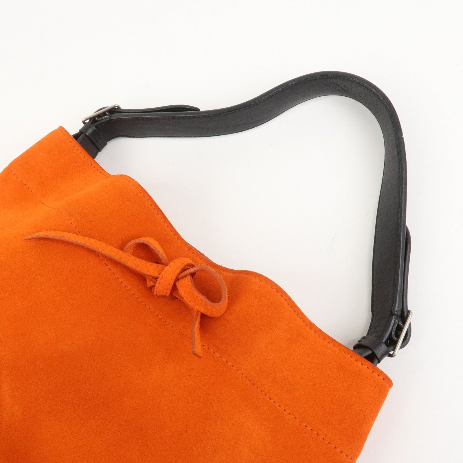 CELINE Suede Calf Leather Shoulder Bag Hand Bag Orange Black