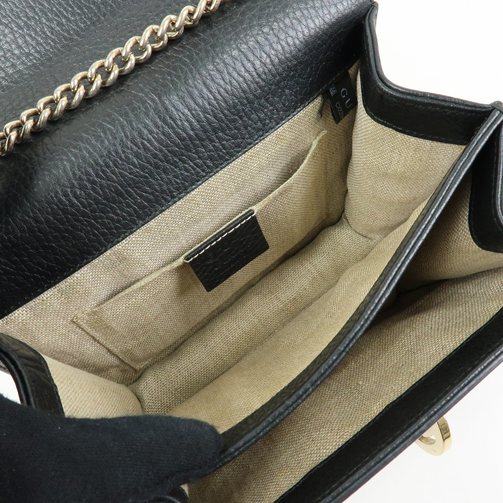 GUCCI Interlocking G Leather Chain Shoulder Bag Black 510304