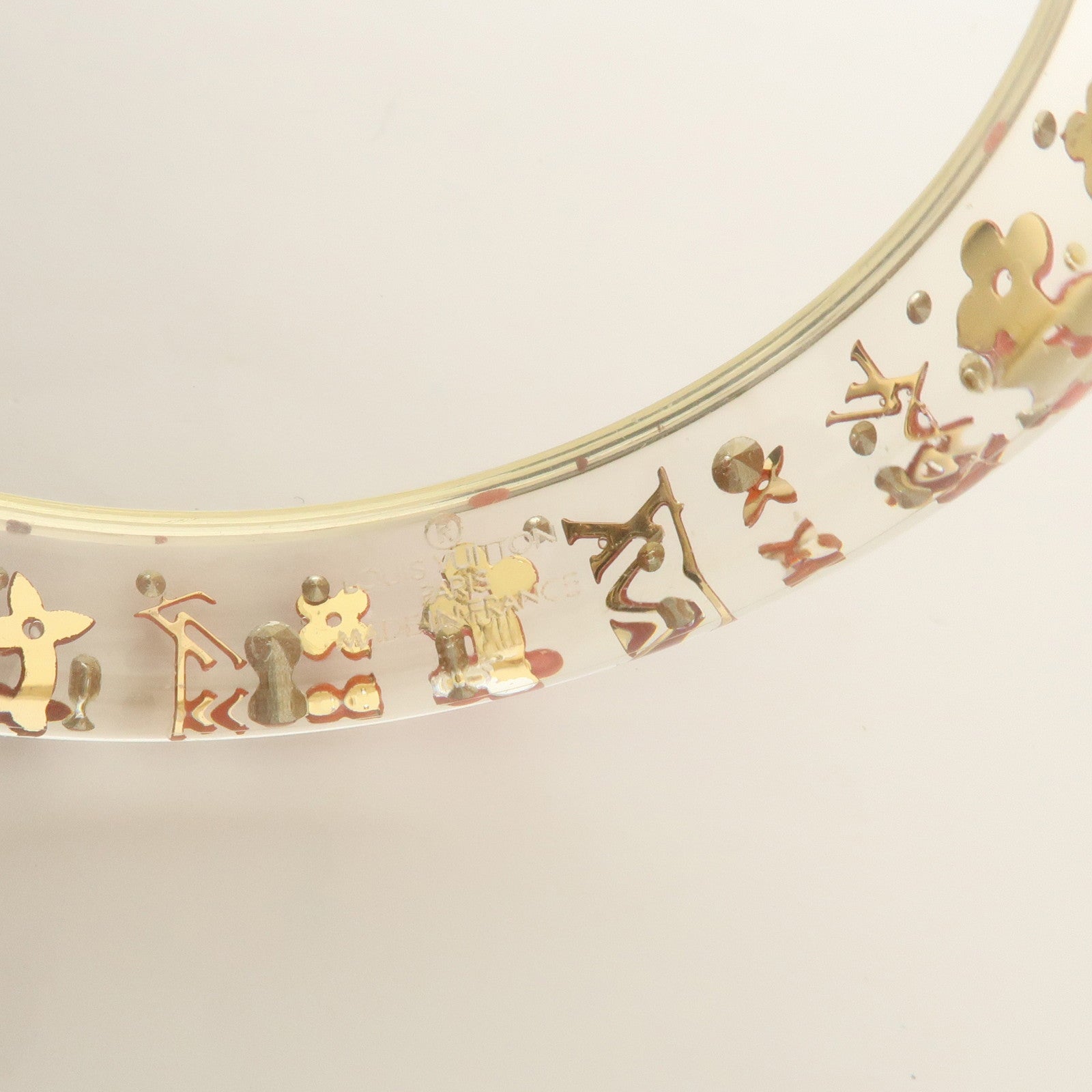 Louis Vuitton Monogram Bracelet Inclusion Bangle Clear Pink M66806