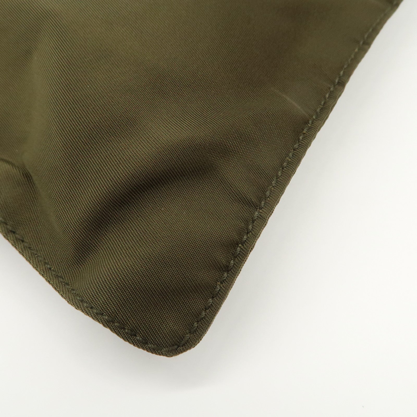 PRADA Logo Nylon Leather Shoulder Bag Crossbody Bag Khaki Black