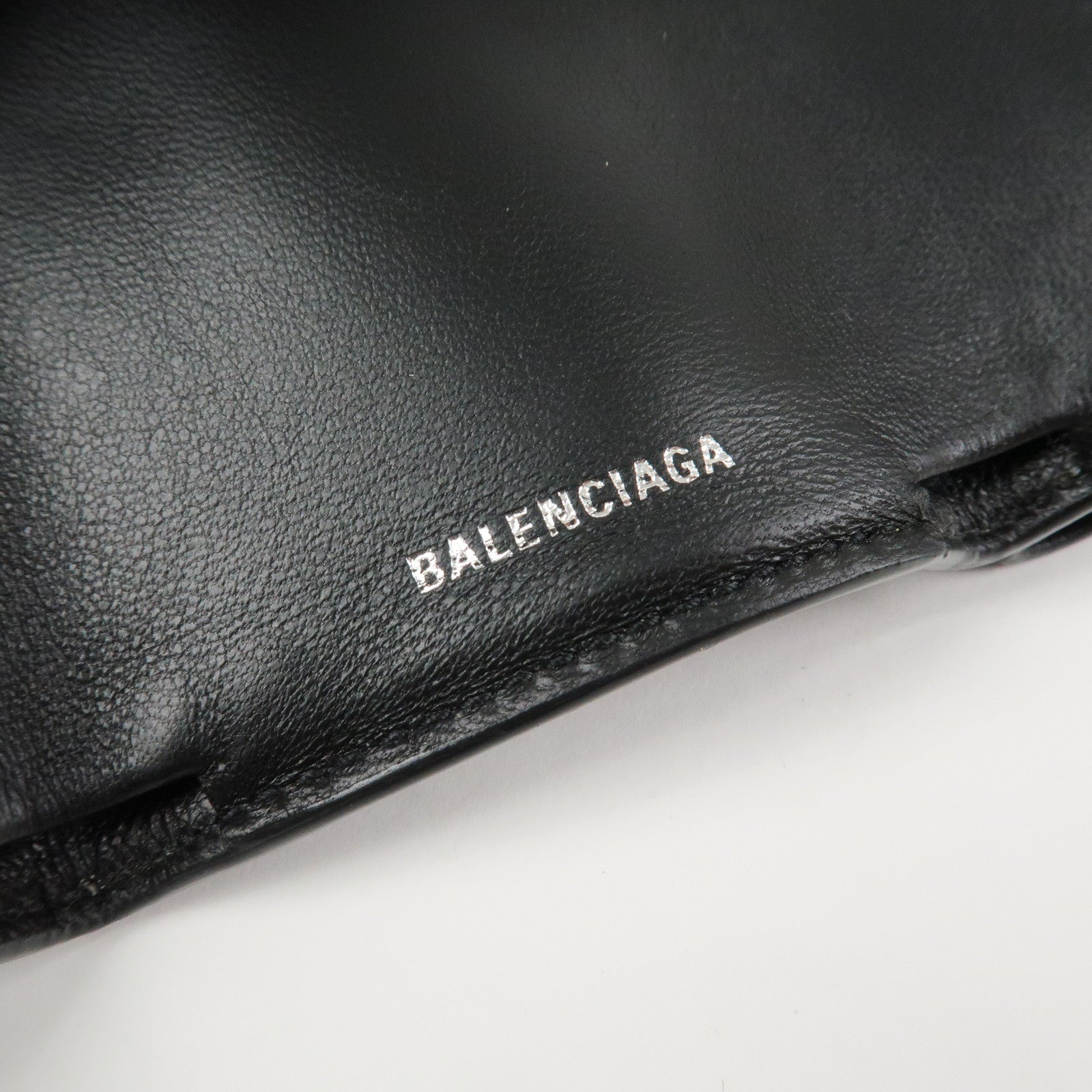 BALENCIAGA Everyday Leather Compact Tri-fold Compact Wallet Black