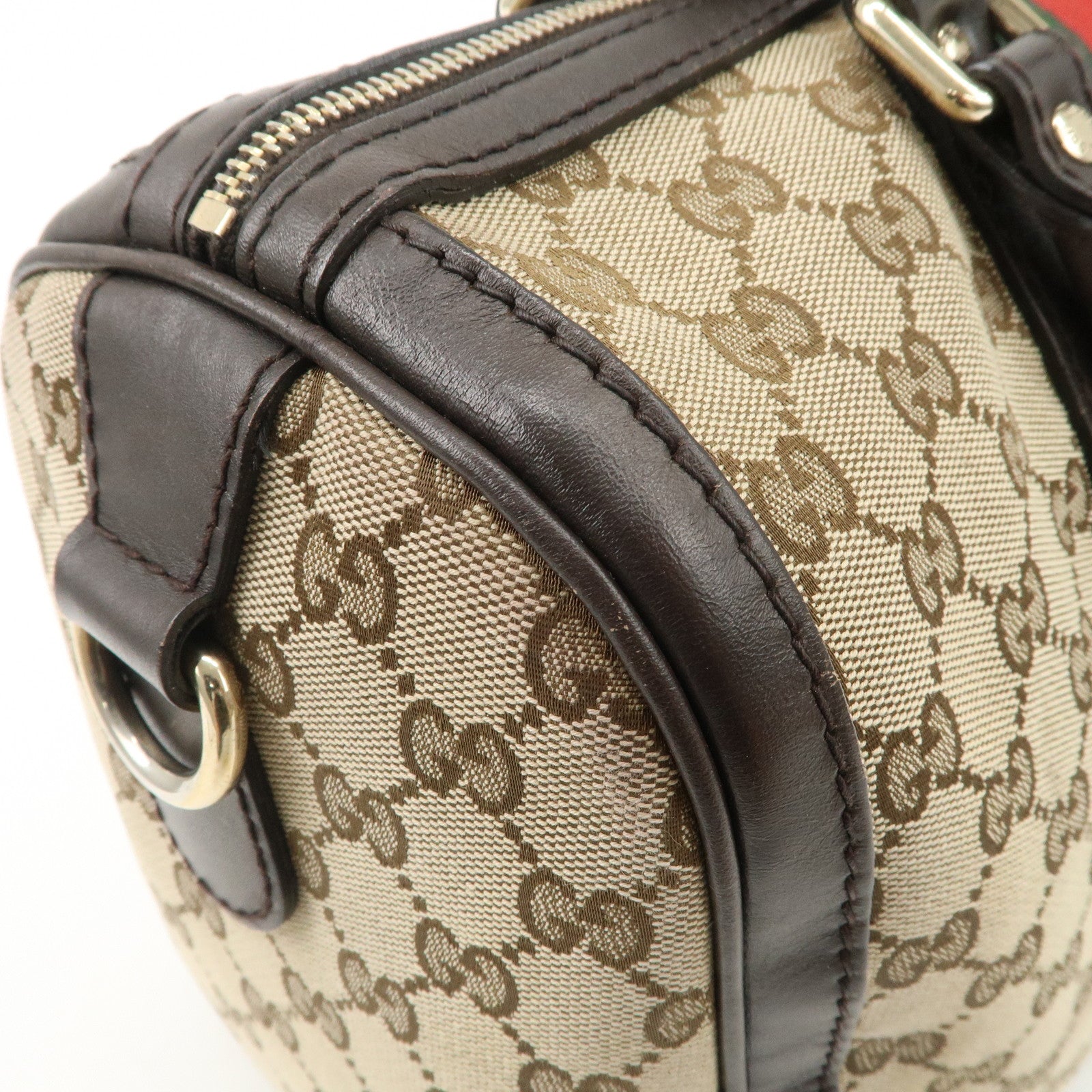 GUCCI Sherry GG Canvas Leather 2Way Bag Boston Bag Beige 247205 Used