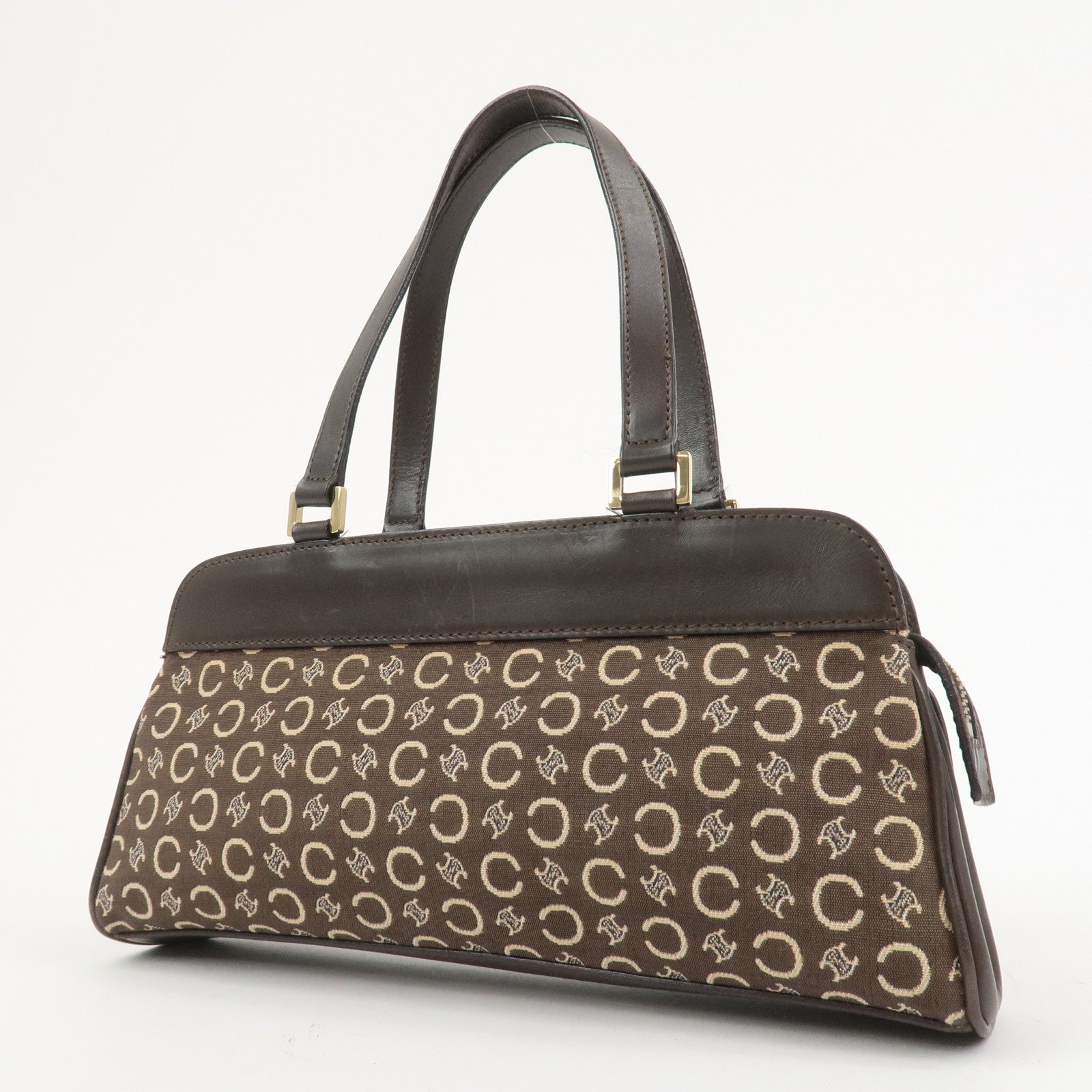 CELINE C Macadam Canvas Leather Hand Bag Brown