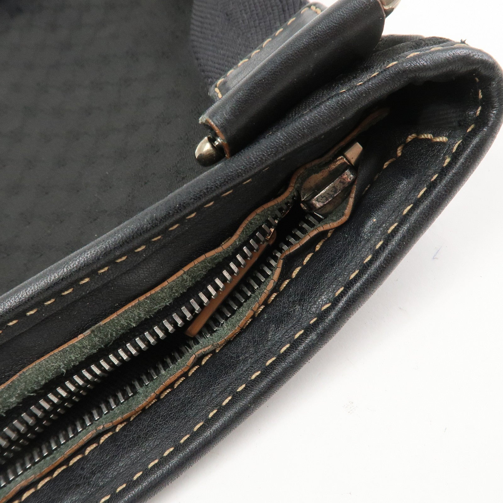 CELINE Macadam Logo Canvas Leather Shoulder Bag Crossbody Bag Black