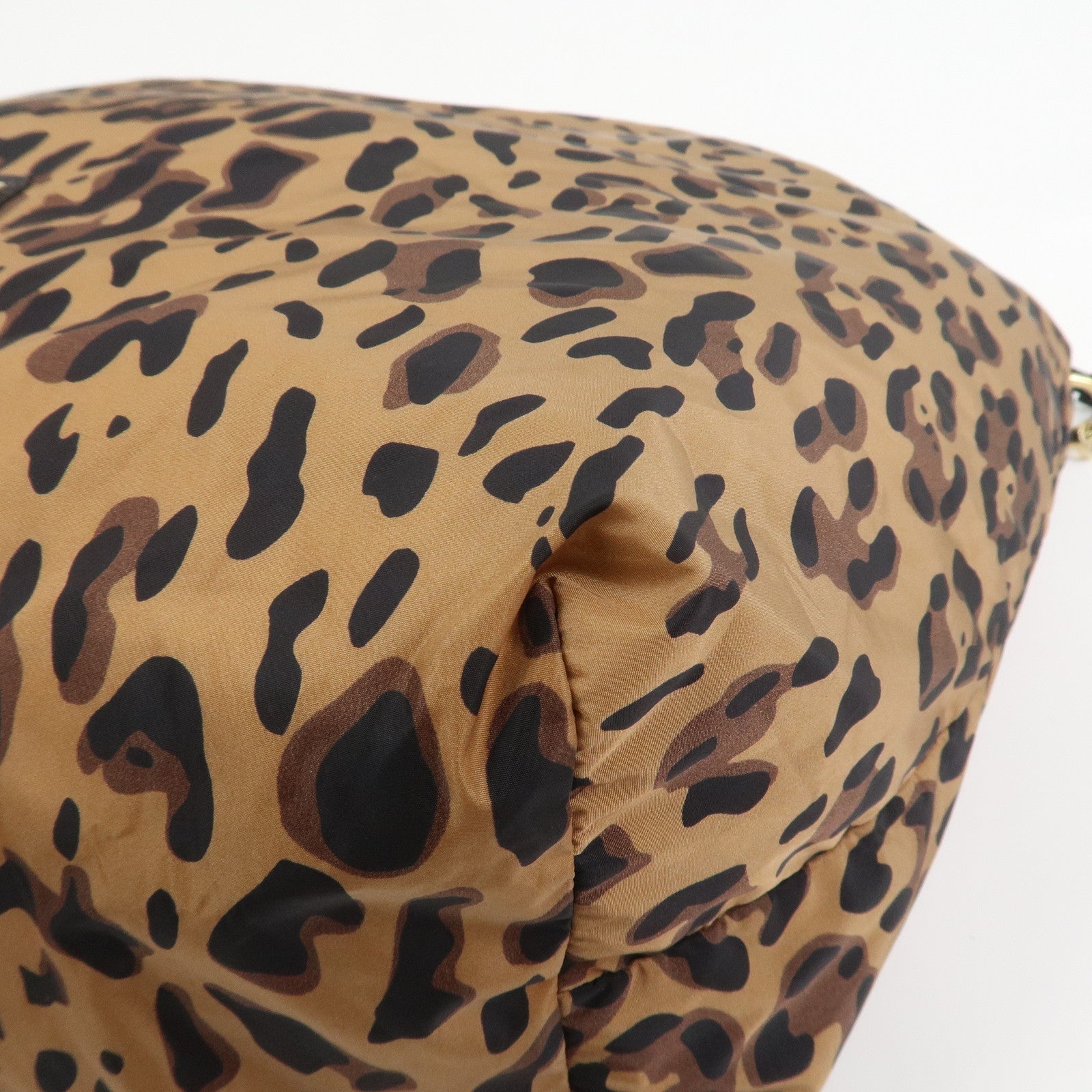 JIMMY CHOO Nylon Tote Bag Shoulder Bag Leopard Brown Black