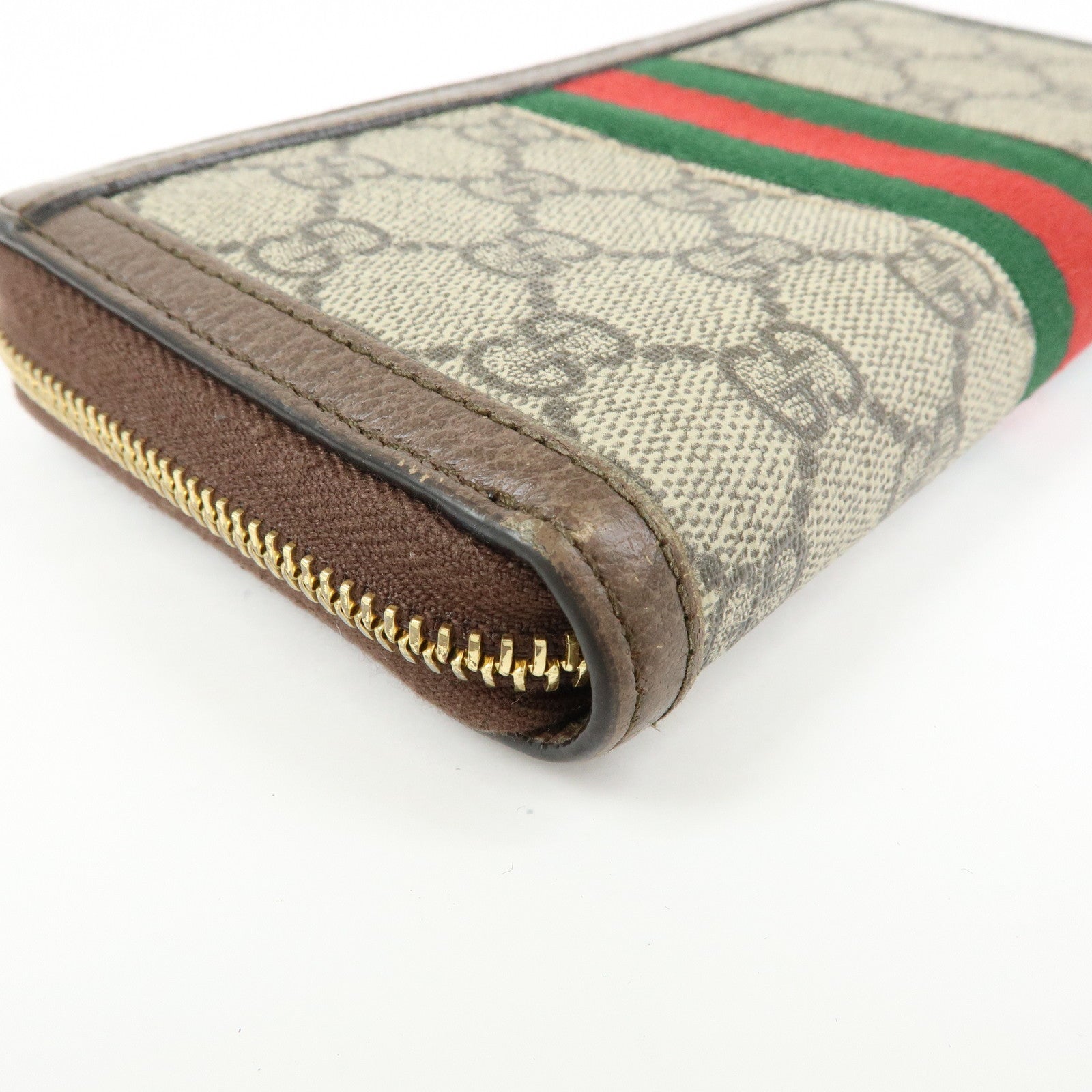 GUCCI Ophidia Sherry GG Supreme Leather Round Zippy Wallet 523154