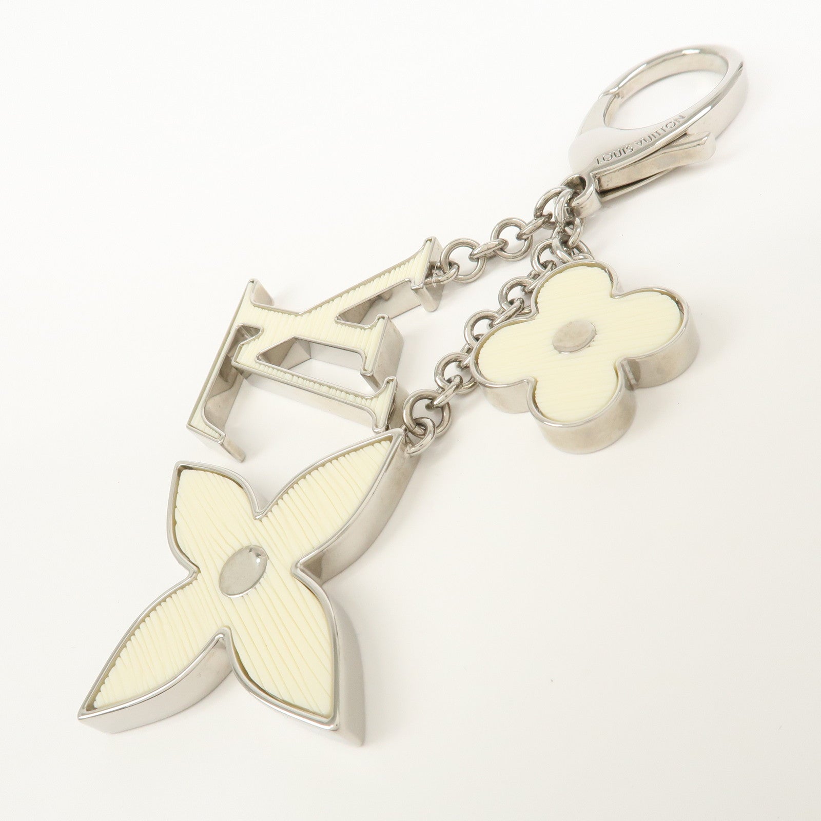Louis Vuitton Bijoux Sac Fleur de Epi Bag Charm Silver White M65085