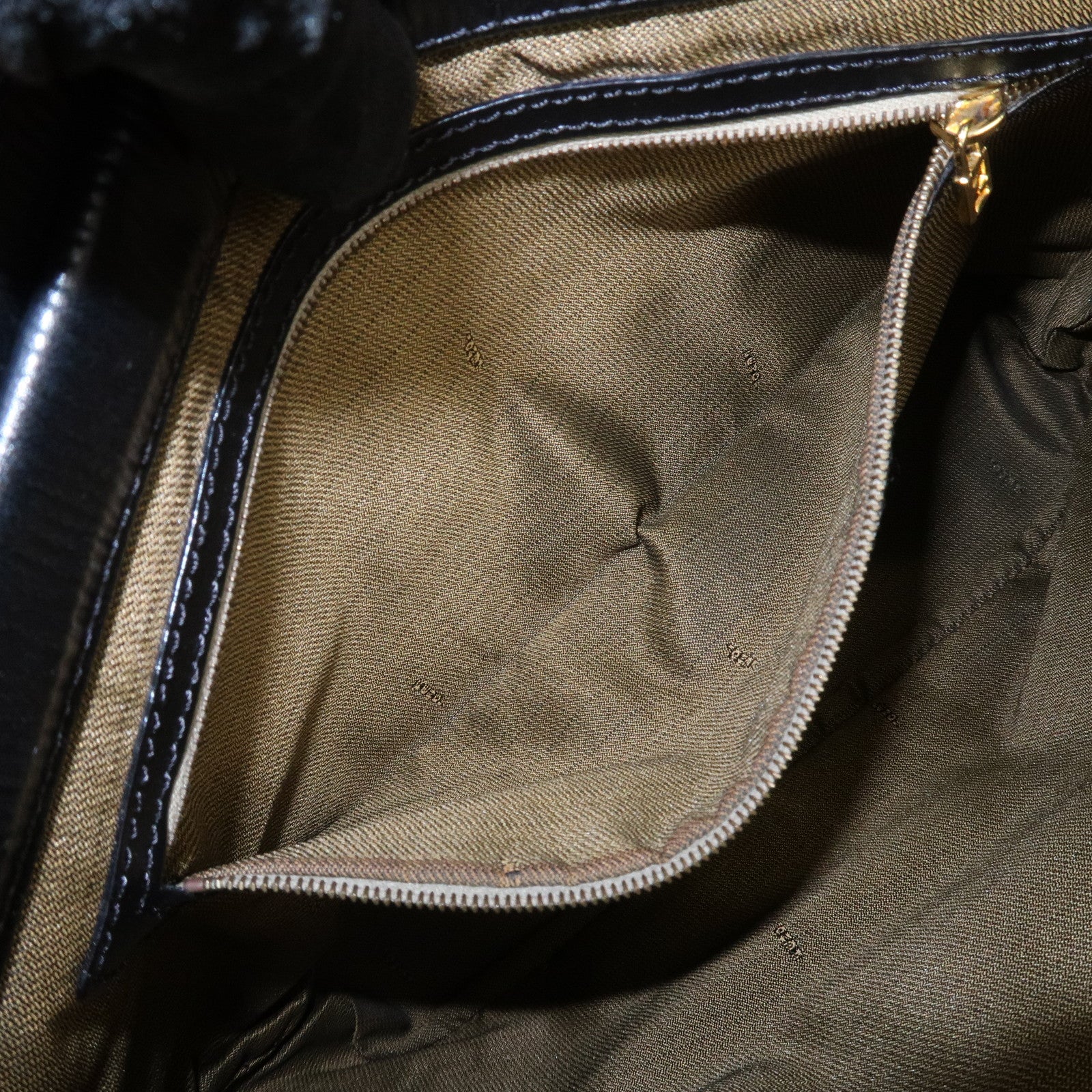 FENDI Logo Leather Tote Bag Hand Bag Shoulder Bag Black