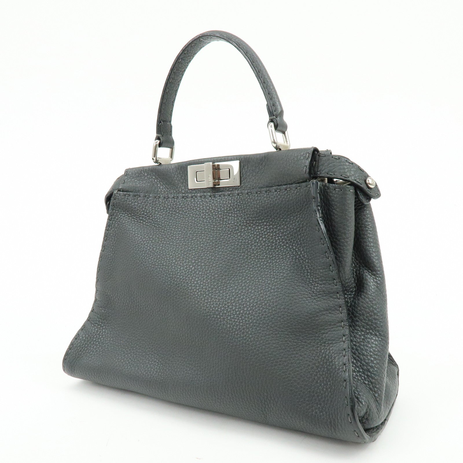 FENDI Selleria Peekaboo Calf Leather 2Way Shoulder Hand Bag 8BN226