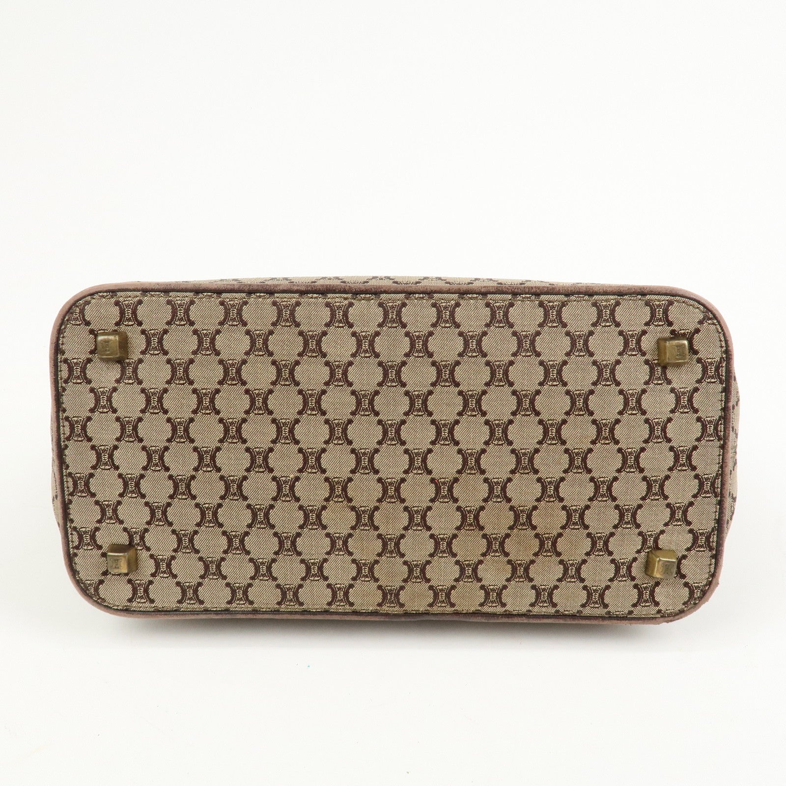 CELINE Macadam Logo Canvas Leather Shoulder Bag Hand Bag Brown