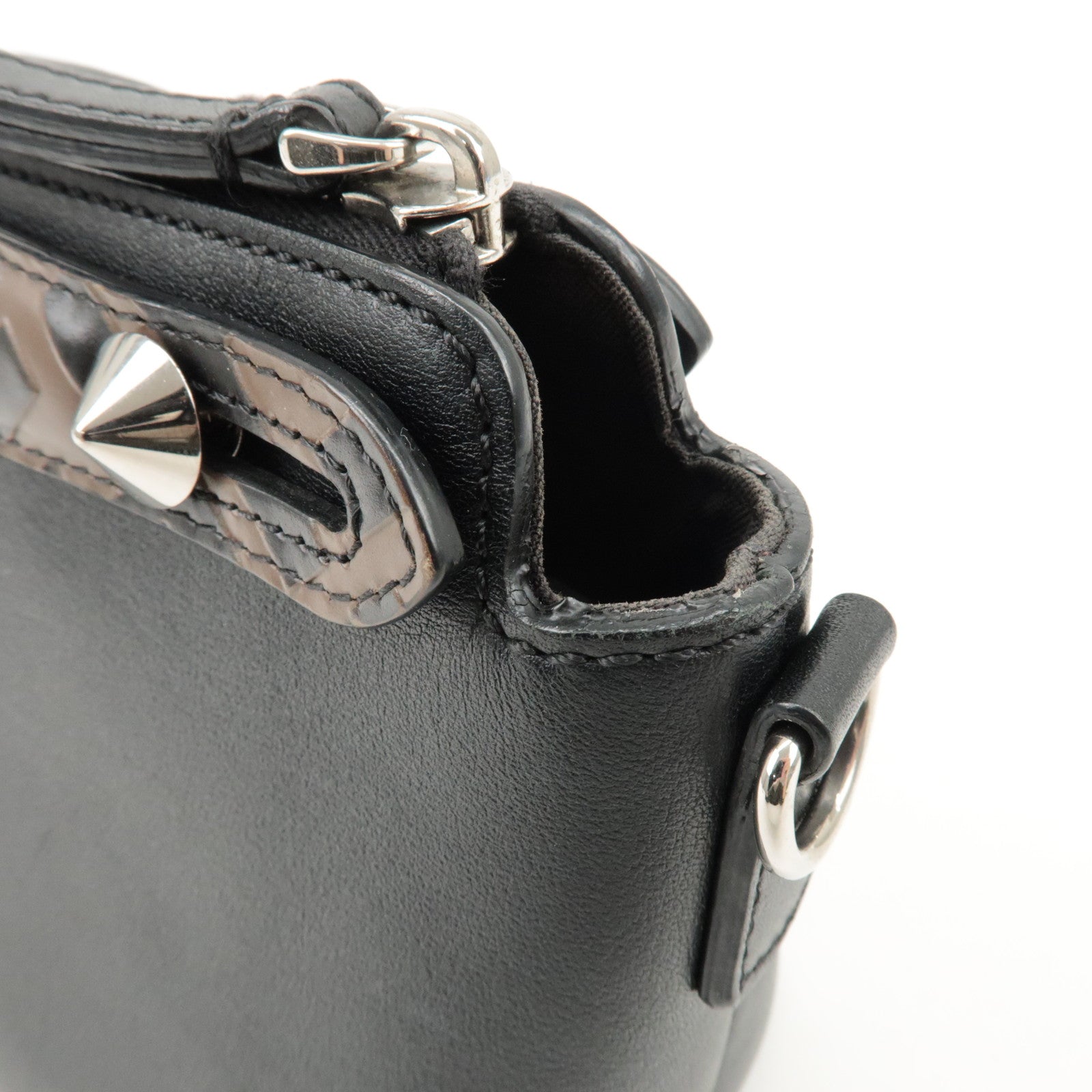 FENDI Zucca By The Way Leather 2Way Shoulder Bag Black Brown 8BL145 Used