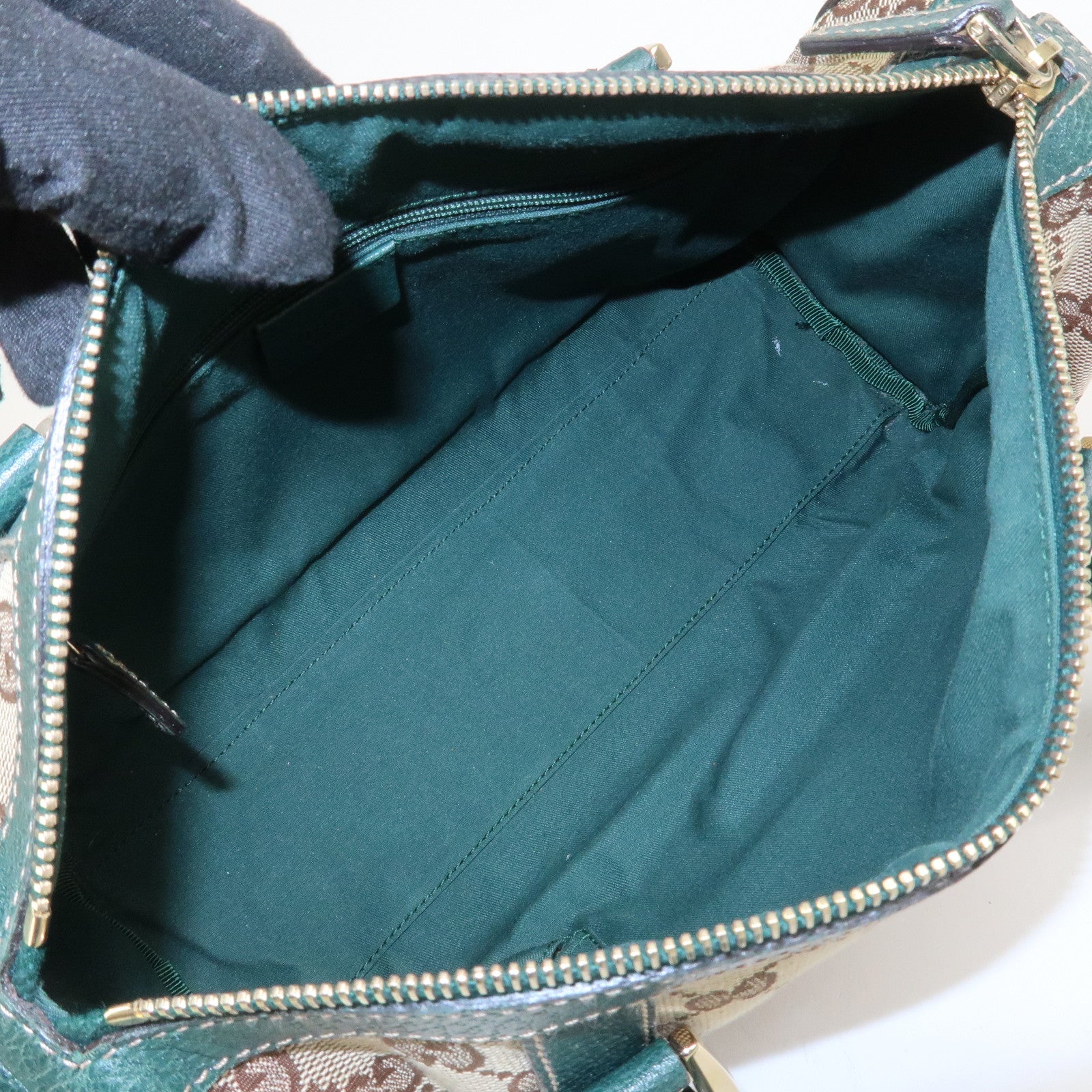 GUCCI Abbey GG Canvas Leather Mini Boston Bag Beige Green 130942