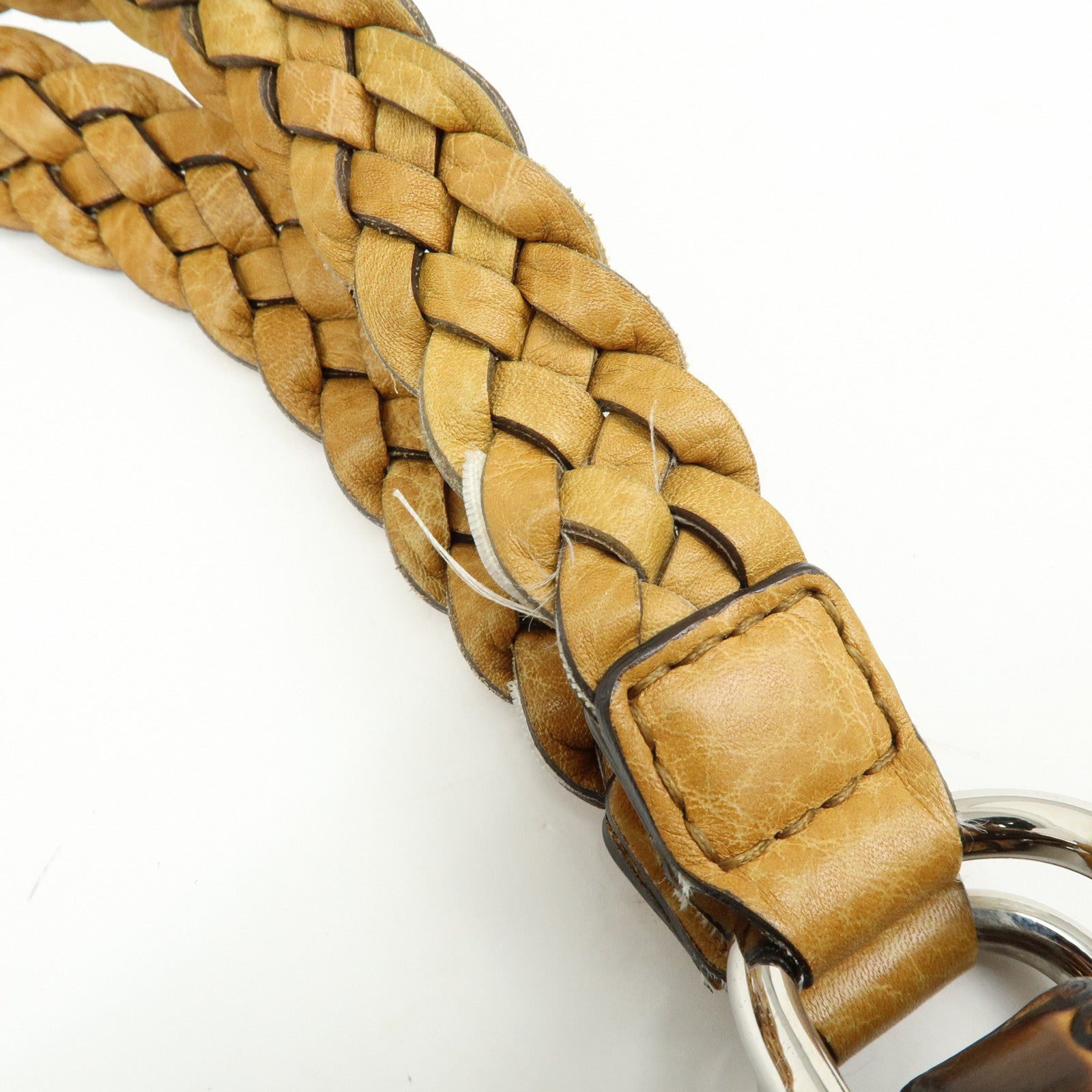 GUCCI Bamboo GG Canvas Leather Tote Bag Beige Yellow 232947