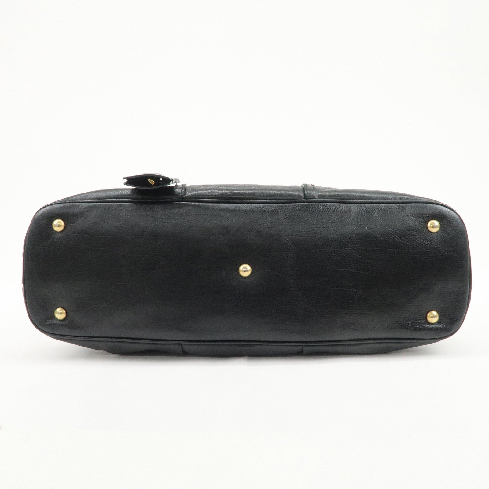 SAINT LAURENT PARIS Logo Leather Shoulder Bag Hand Bag Black 156464