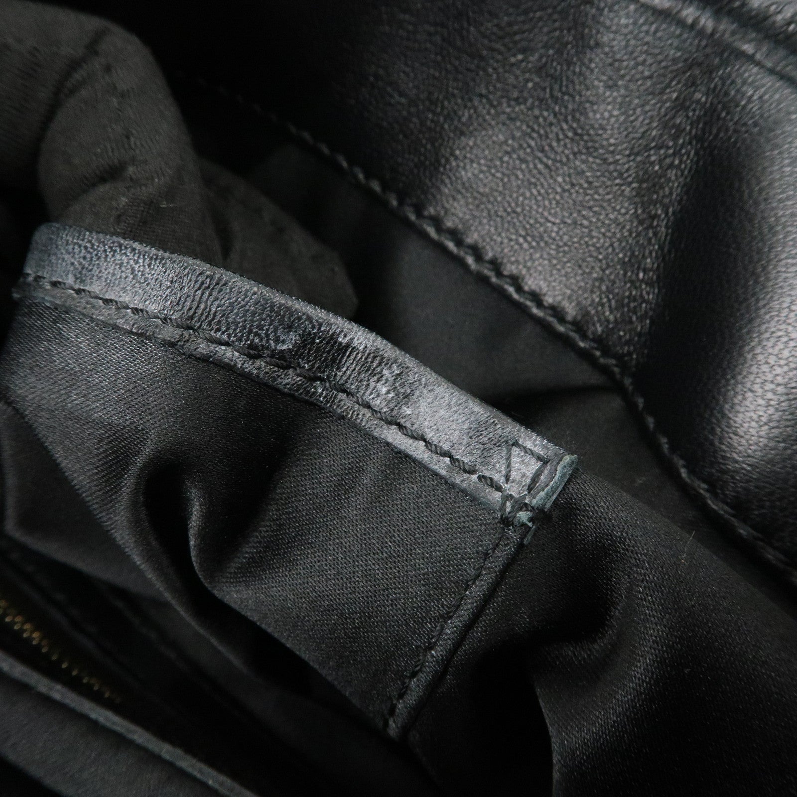 VALENTINO Logo Nylon Leather Hand Bag Navy Gold