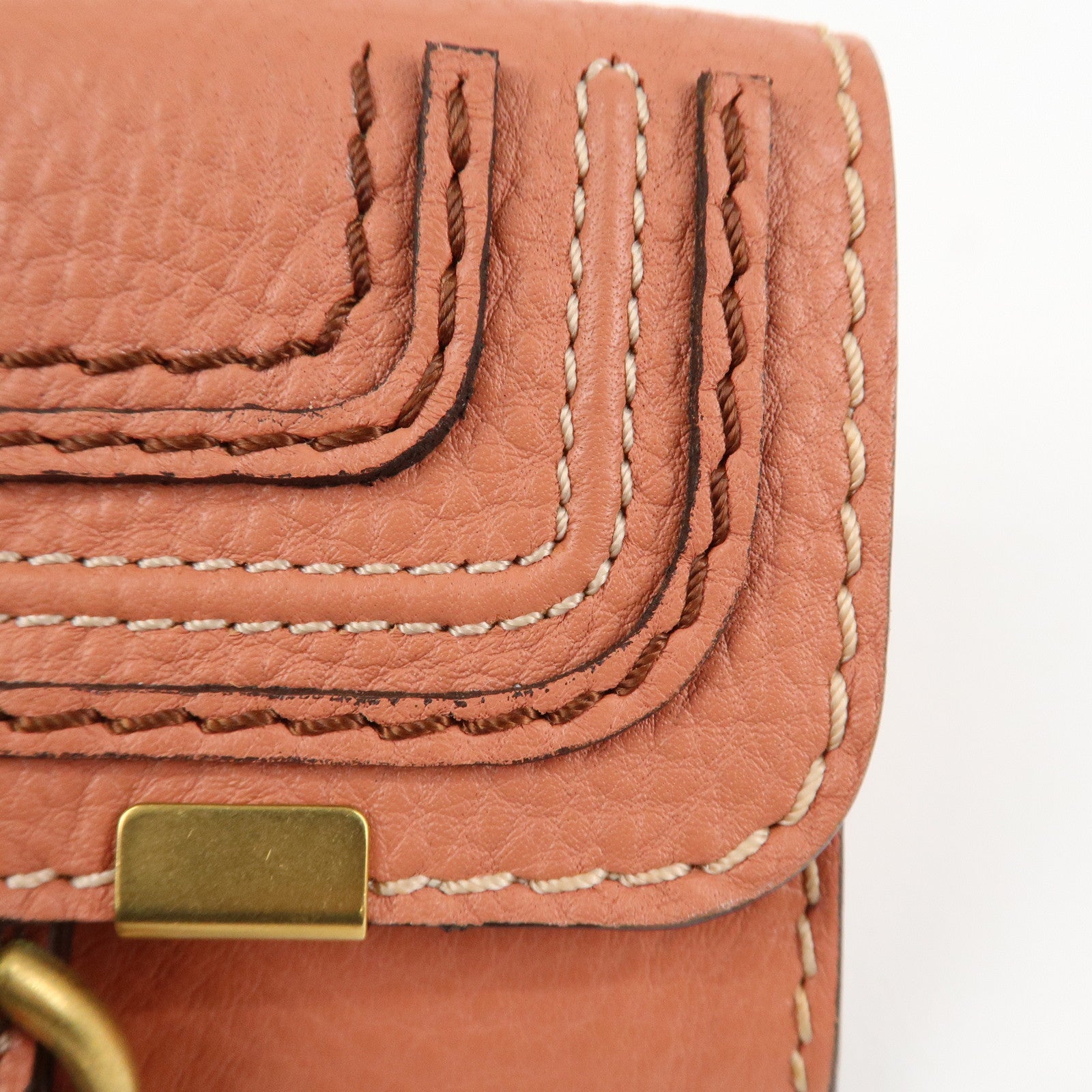 Chloe Leather Marcy Bi-fold Coin Case Card Case Orange Gold Hardware Used