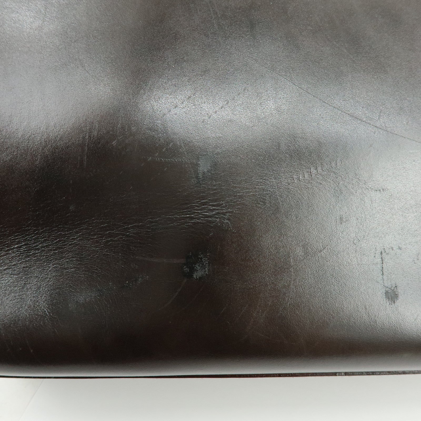 PRADA Logo Leather Tote Bag Shoulder Bag Dark Brown